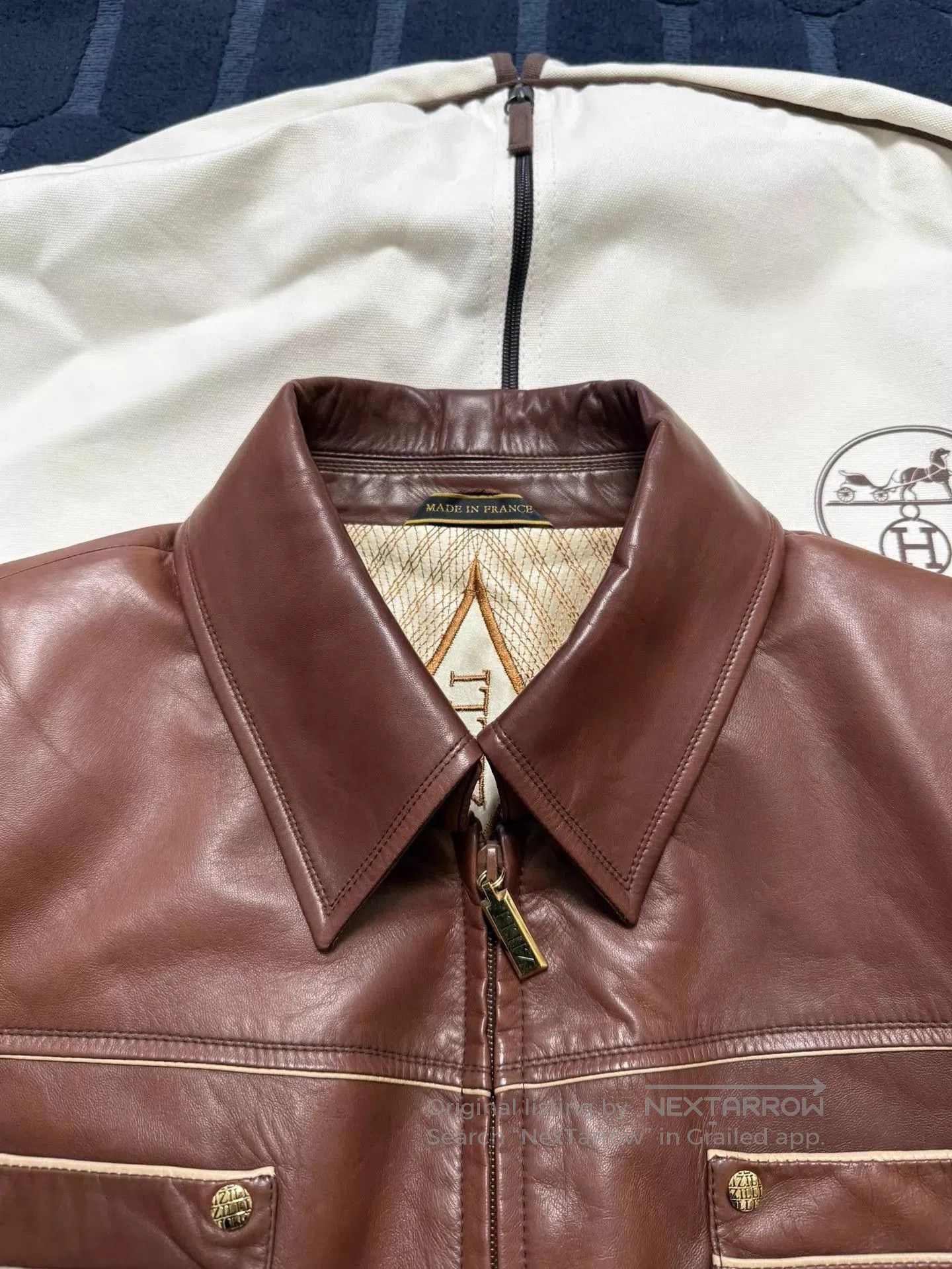 Zilli Brown Leather Jacket with Pockets - Size L. Size US L / EU 52-54 / 3 - 3 Thumbnail