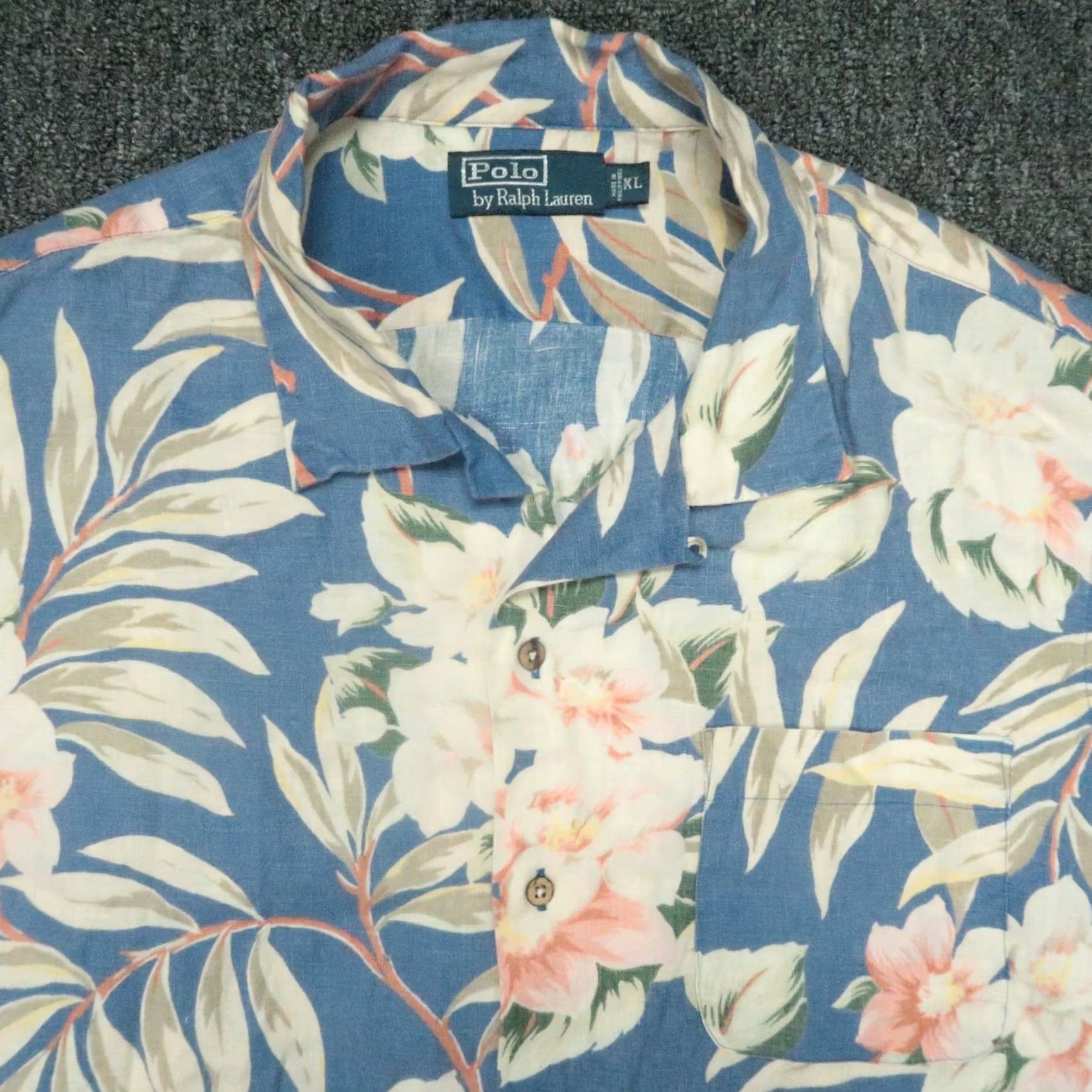 Polo Ralph Lauren VINTAGE Polo Ralph Lauren Shirt Mens XL Blue Floral Linen Hawaiian VTG Size US XL / EU 56 / 4 - 2 Thumbnail