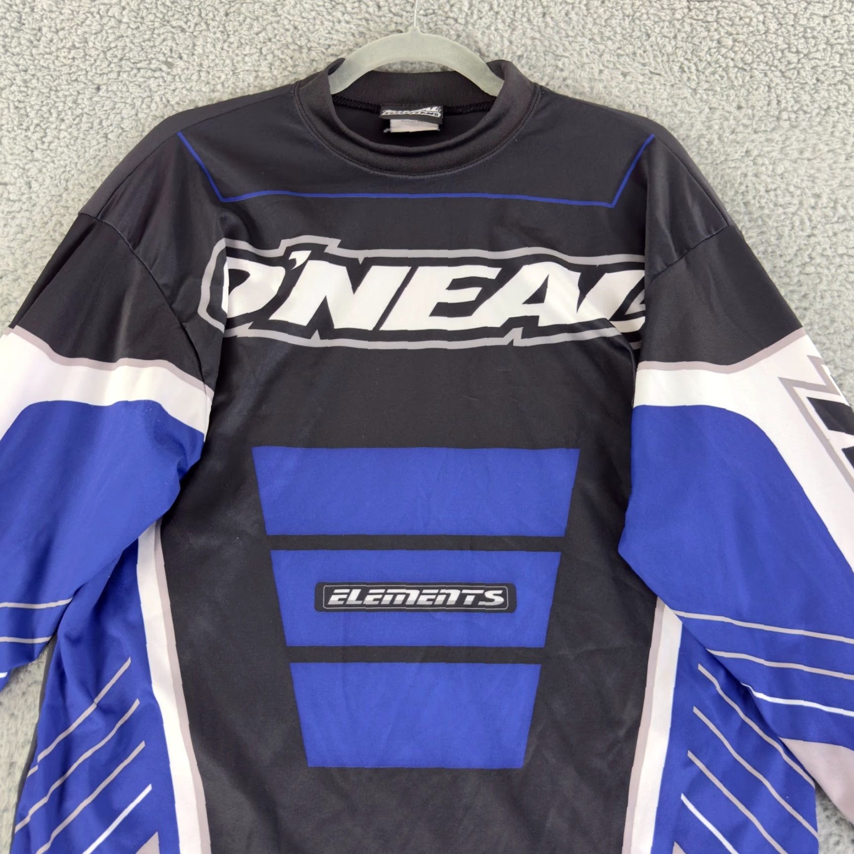Vintage O'Neal Racing Elements Motocross Shirt Men Large Blue Black Pullover Long Sleeve Shirt Size US L / EU 52-54 / 3 - 3 Thumbnail