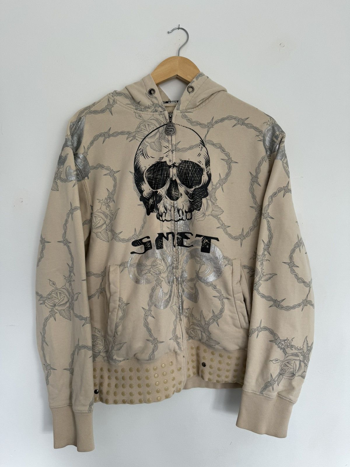 image of Smet Christian Audigier Zip Hoodie Vintage Japanese Opium in Beige, Men's (Size Large)