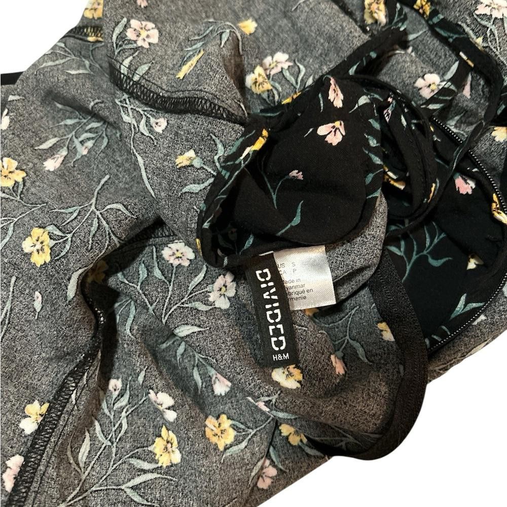 H&M Floral Black Mini Dress Size S / US 4 / IT 40 - 3 Thumbnail