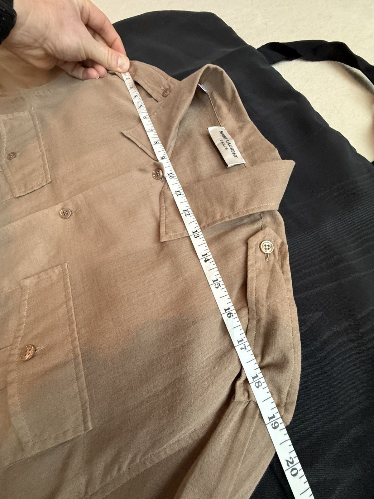 Saint Laurent Paris $1.1k SS23 Saint Laurent camo khaki army style sheer shirt L Size US L / EU 52-54 / 3 - 4 Thumbnail