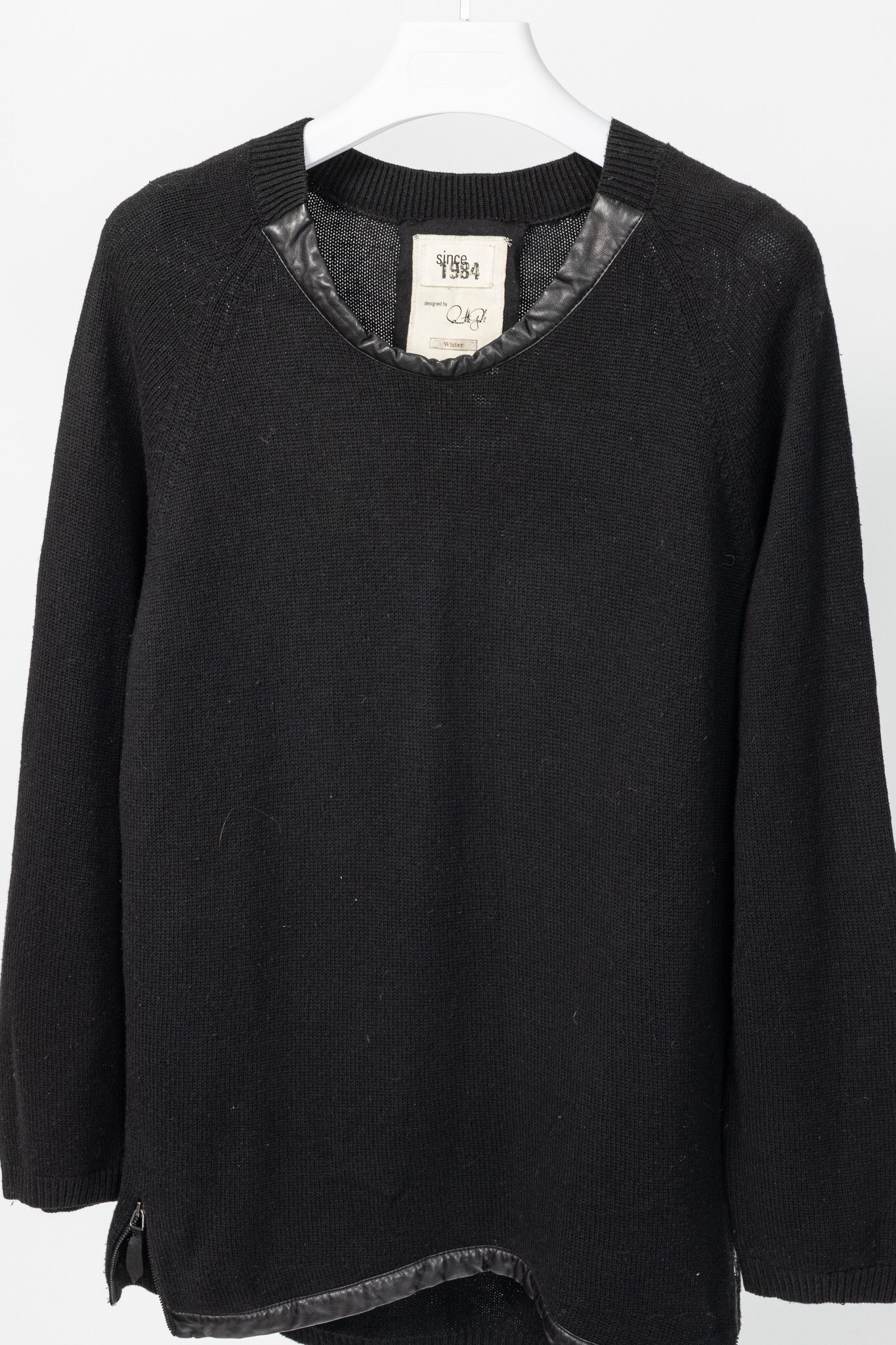 Annette Gortz Annette Gortz AW10 Fero Cotton & Wool Leather-Trim Sweater Size M / US 6-8 / IT 42-44 - 3 Thumbnail