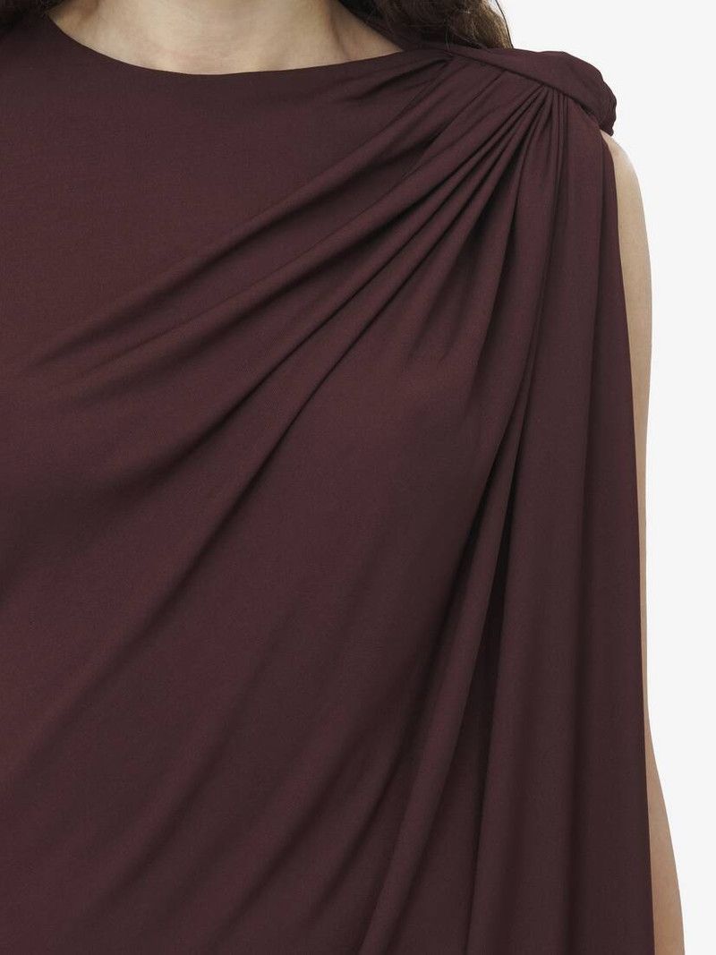 Alexander McQueen o1srvl11e0226 Draped Midi Dress in Burgundy Size S / US 4 / IT 40 - 5 Thumbnail