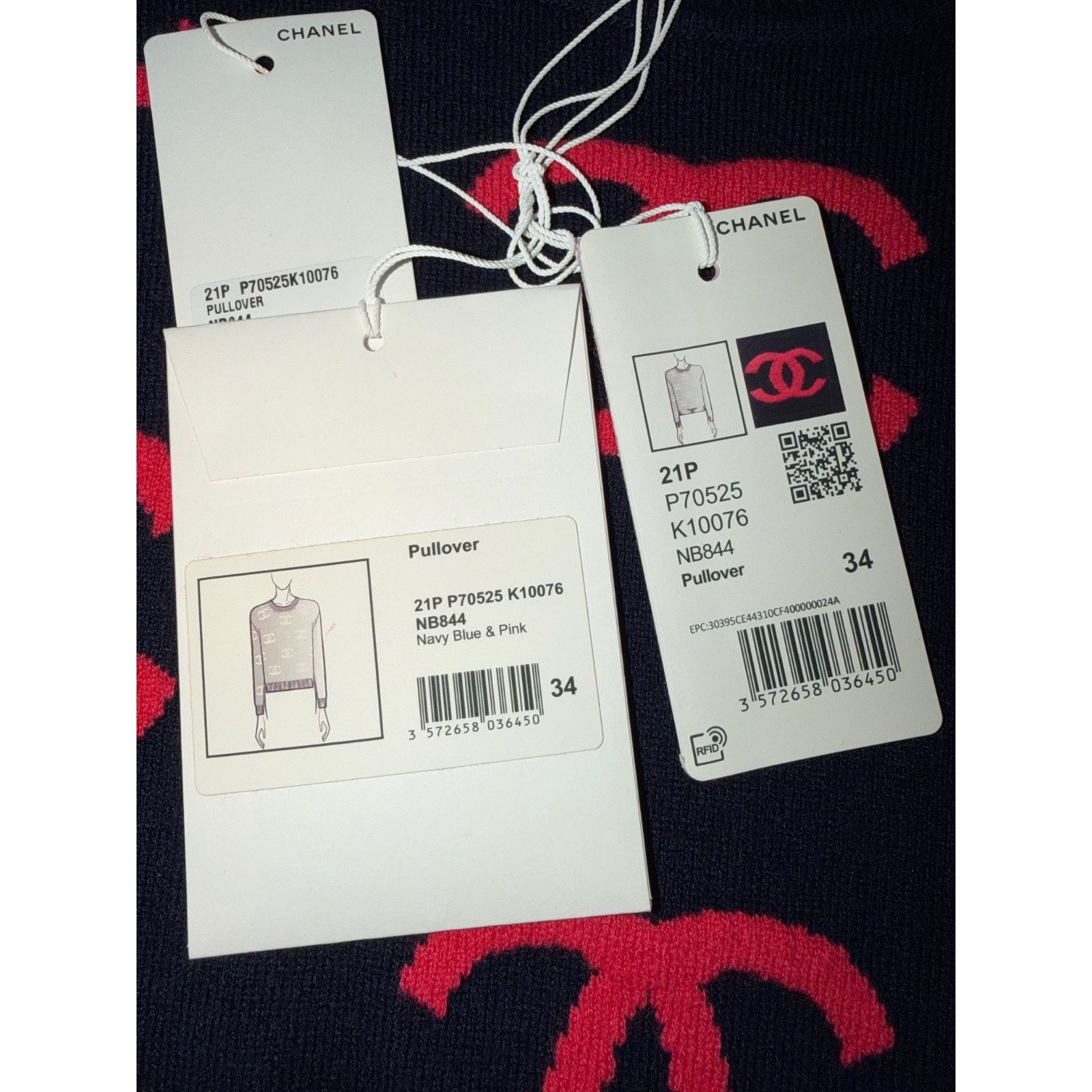 Chanel Chanel 21P Navy Pink CC Logo Cashmere Jumper Sweater 34 Size XS / US 0-2 / IT 36-38 - 12 Thumbnail