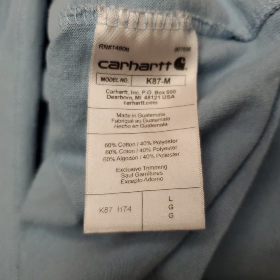 Carhartt Carhartt Shirt Mens Large Blue Loose Fit Short Sleeve Crewneck Pocket Work TEE Size US L / EU 52-54 / 3 - 4 Thumbnail