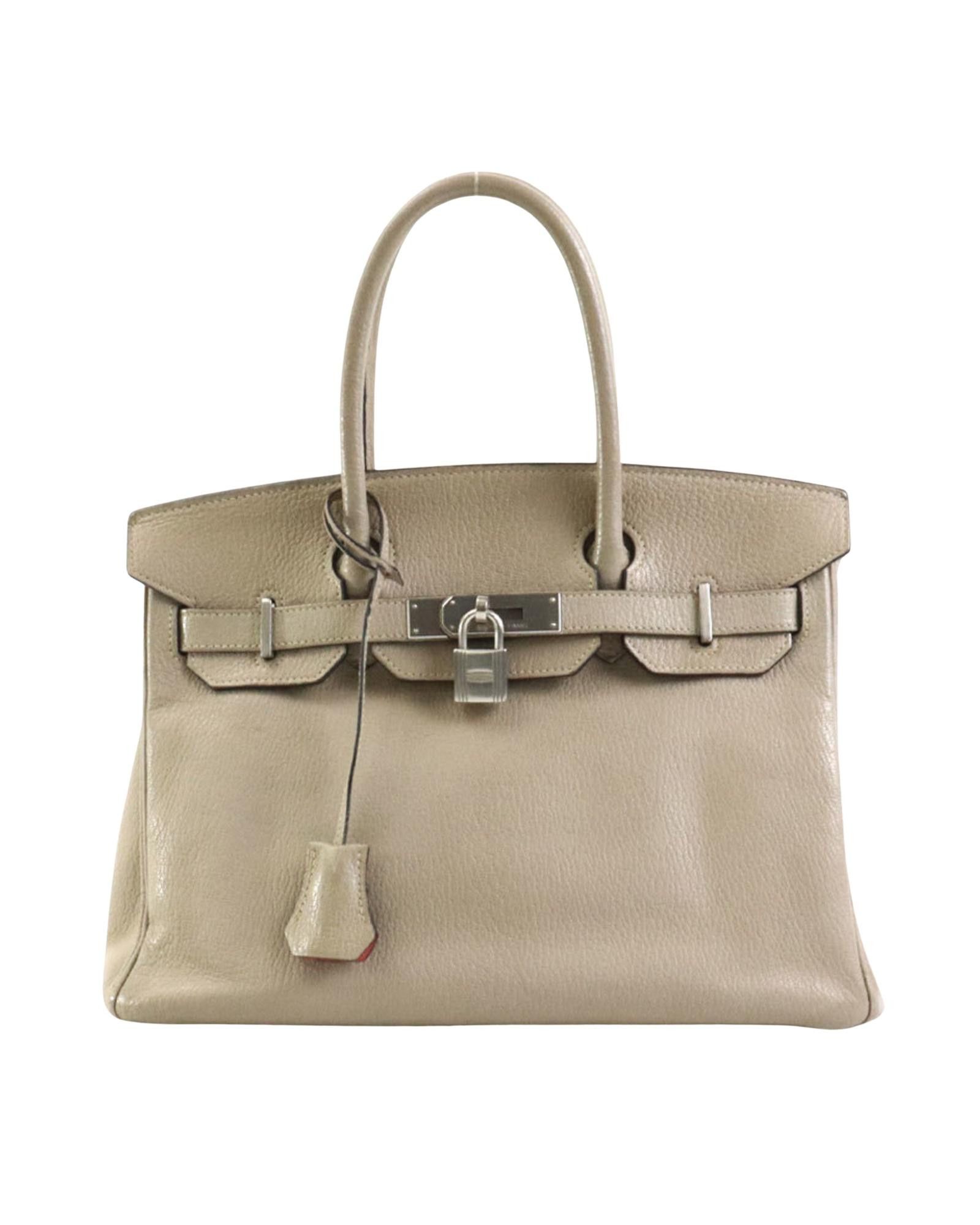 image of Hermes Elegant Leather Padlock Bag in Grey, Women's