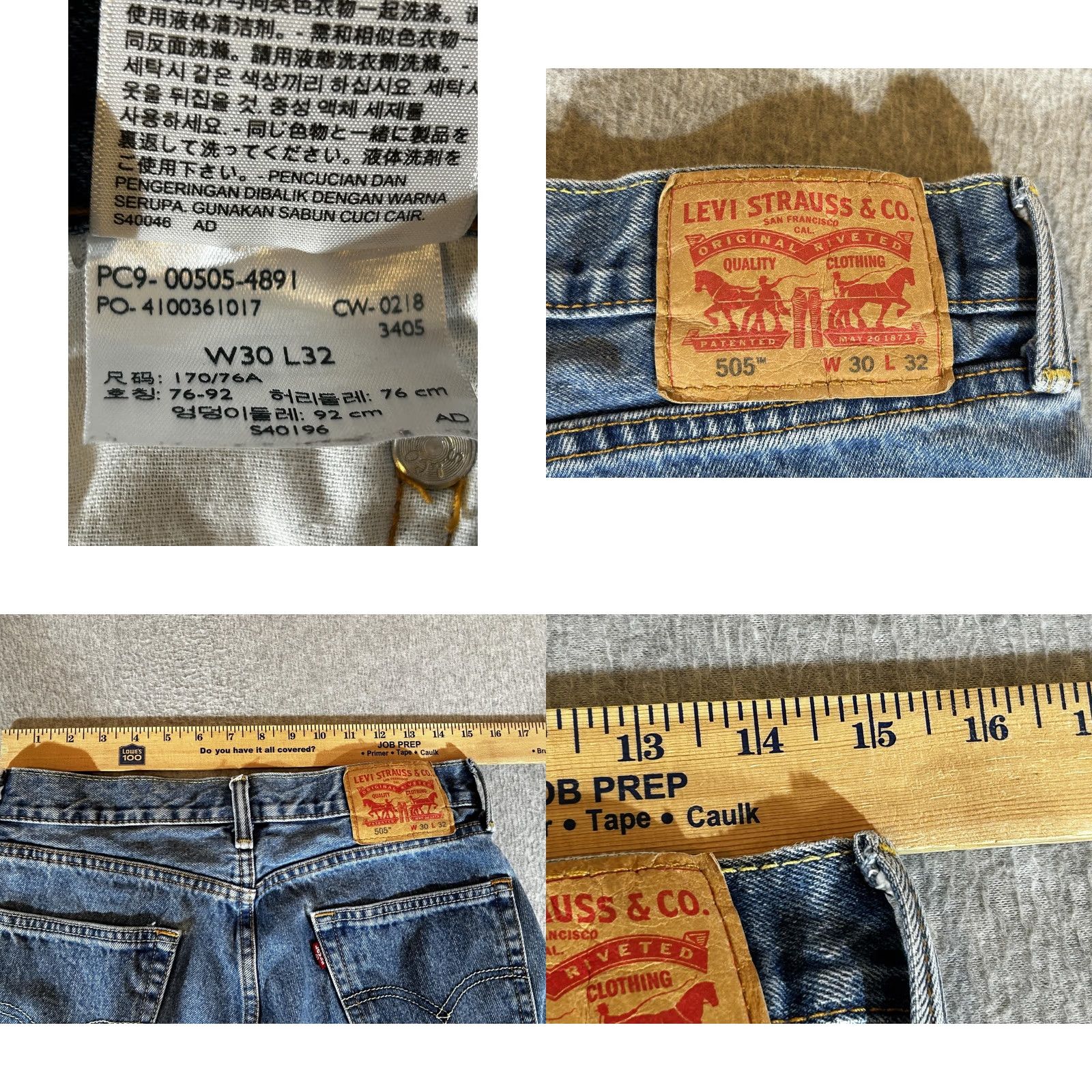 Levi's Levi's 505 Jeans Mens 30x32 Regular Straight Blue Denim Medium Wash Slim Fit? (adjusted) Size US 30 / EU 46 - 8 Thumbnail