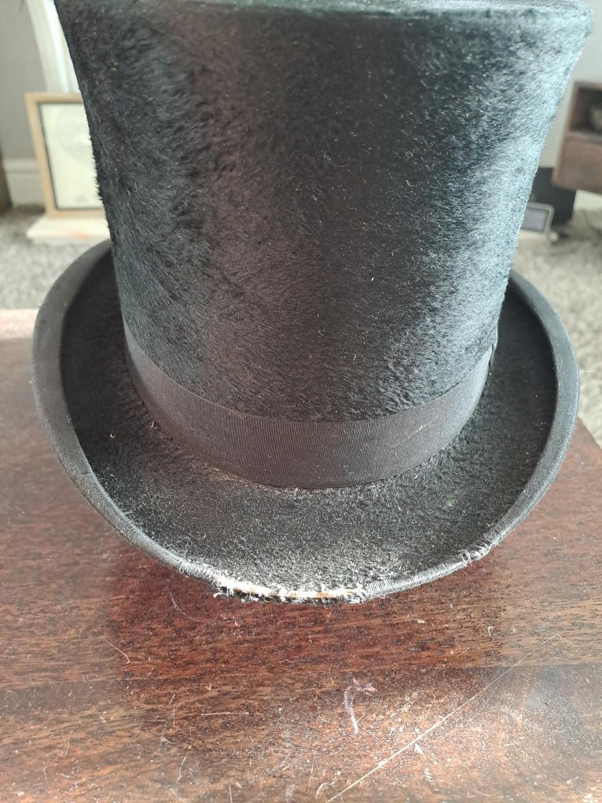 Handmade Men’s Edwardian Victorian 1900s Black Top Hat Vintage 57cm Size ONE SIZE - 3 Thumbnail
