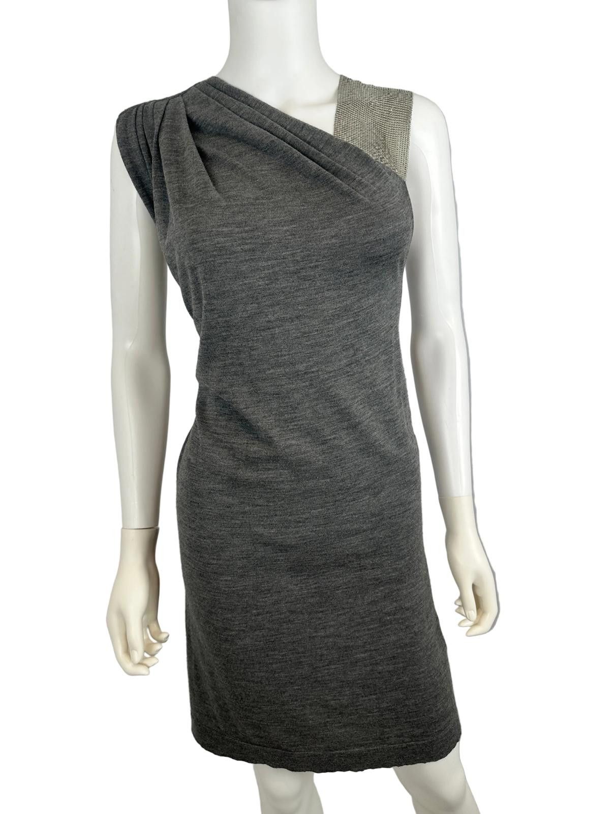Balmain Balmain Grey Wool Chainmail Strap Dress Size S / US 4 / IT 40 - 1 Thumbnail