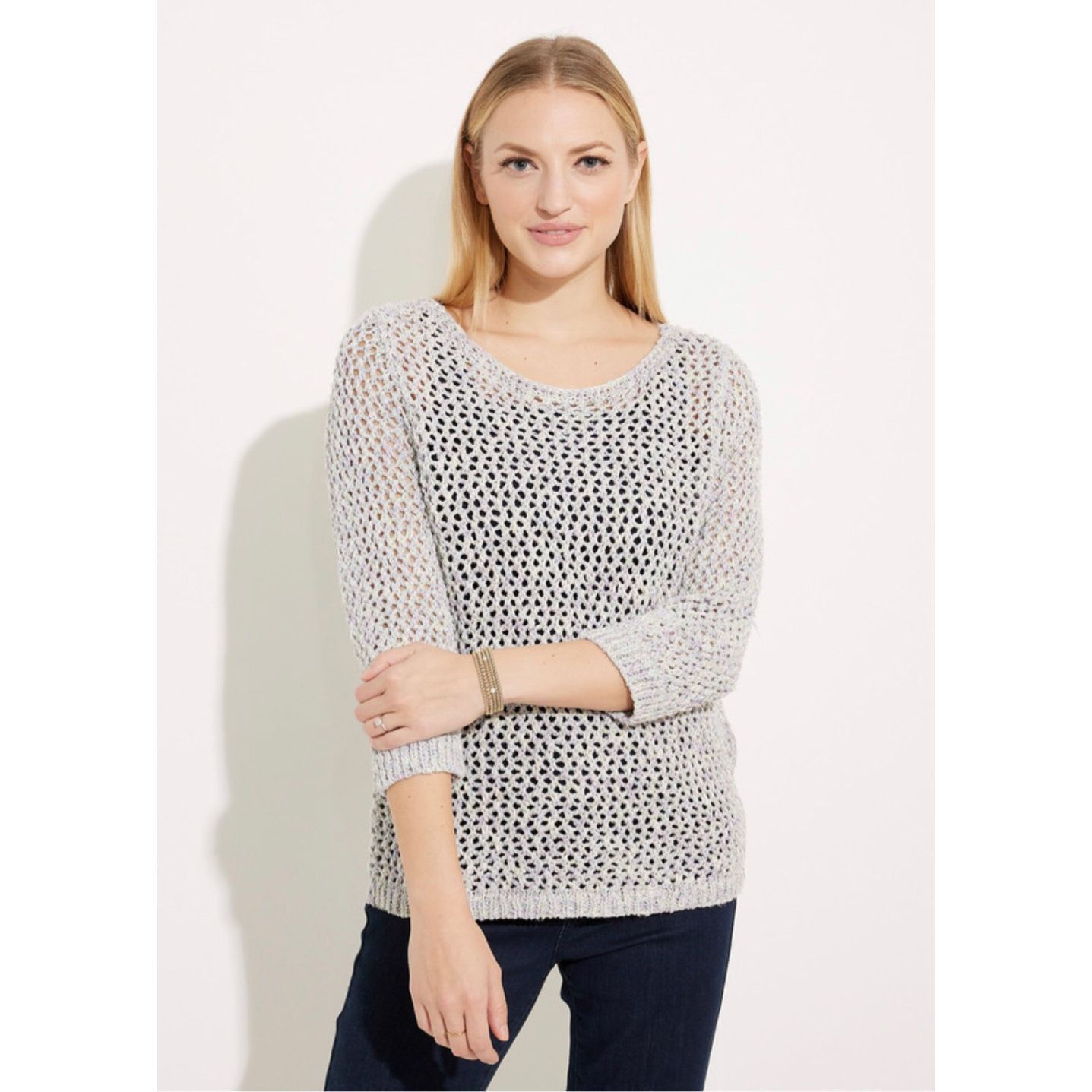 Other Jones Studio Women’s Silver Knitted 3/4 Sleeve Crew Neck Blo Size M / US 6-8 / IT 42-44 - 1 Thumbnail