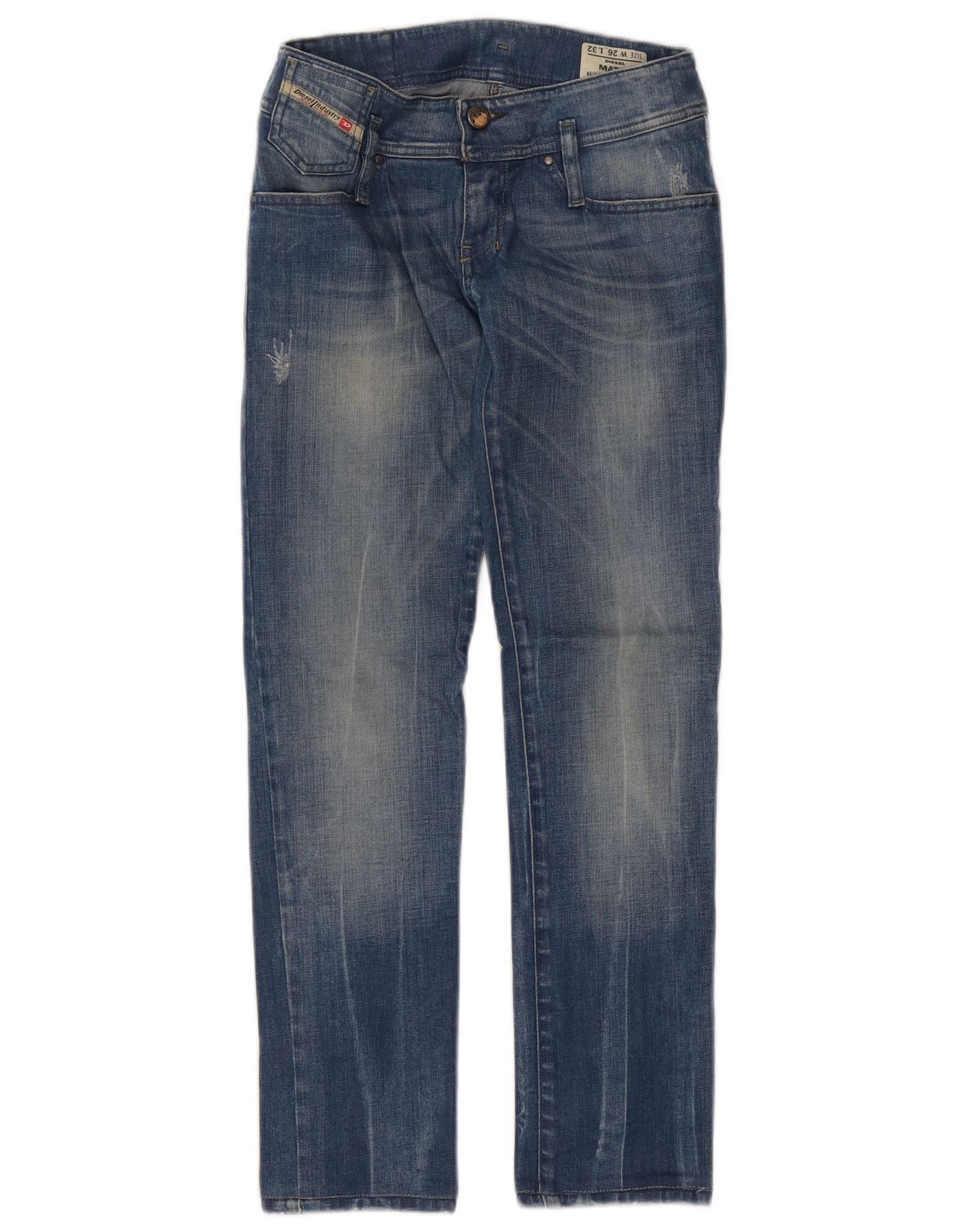 Diesel Womens Matic Distressed Straight Jeans W26 L28 Blue Cotton Size 42" / US 20 - 1 Thumbnail