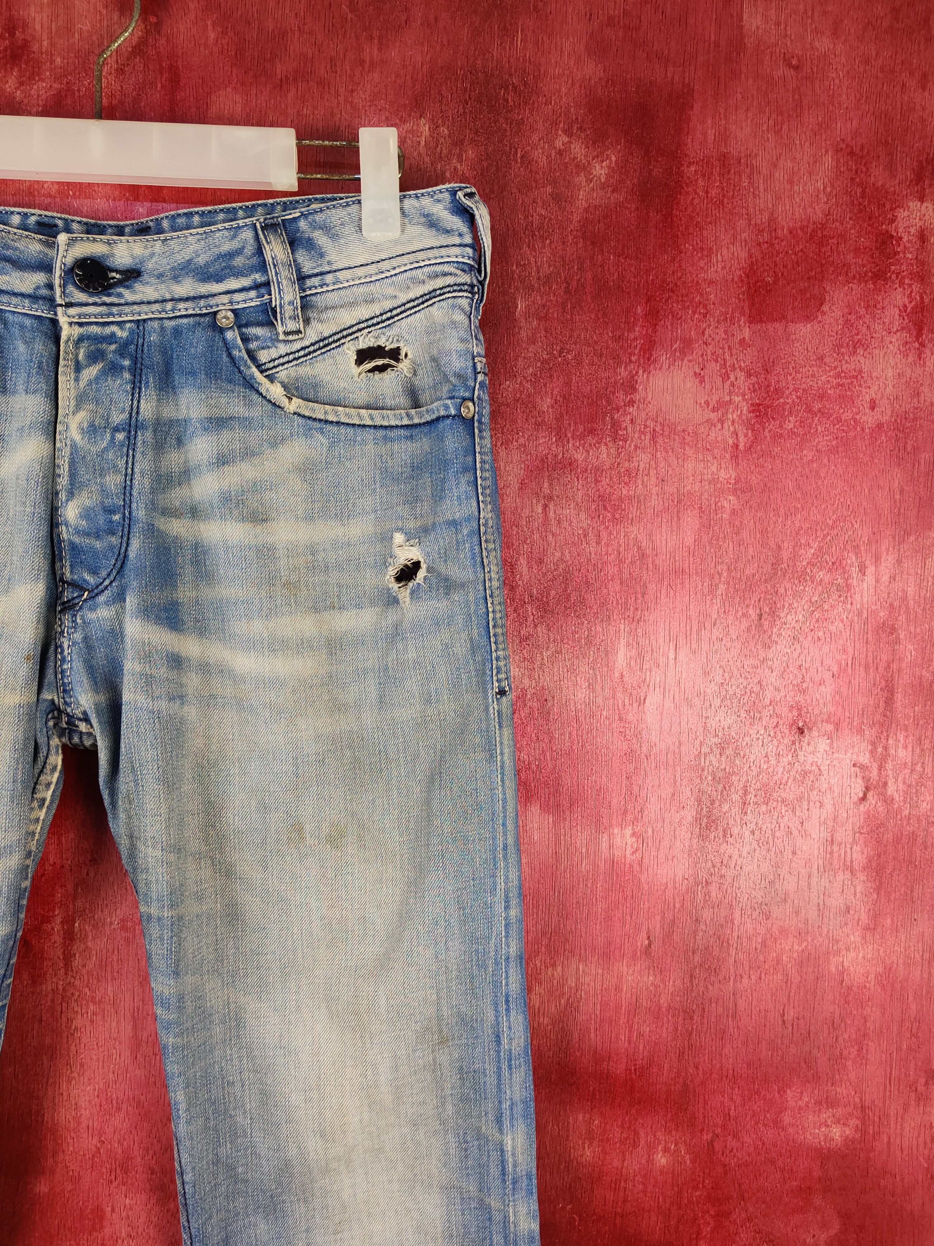 Diesel Diesel Industry Blue Faded Distressed Ripped Jeans #S2052 Size US 29 - 6 Thumbnail