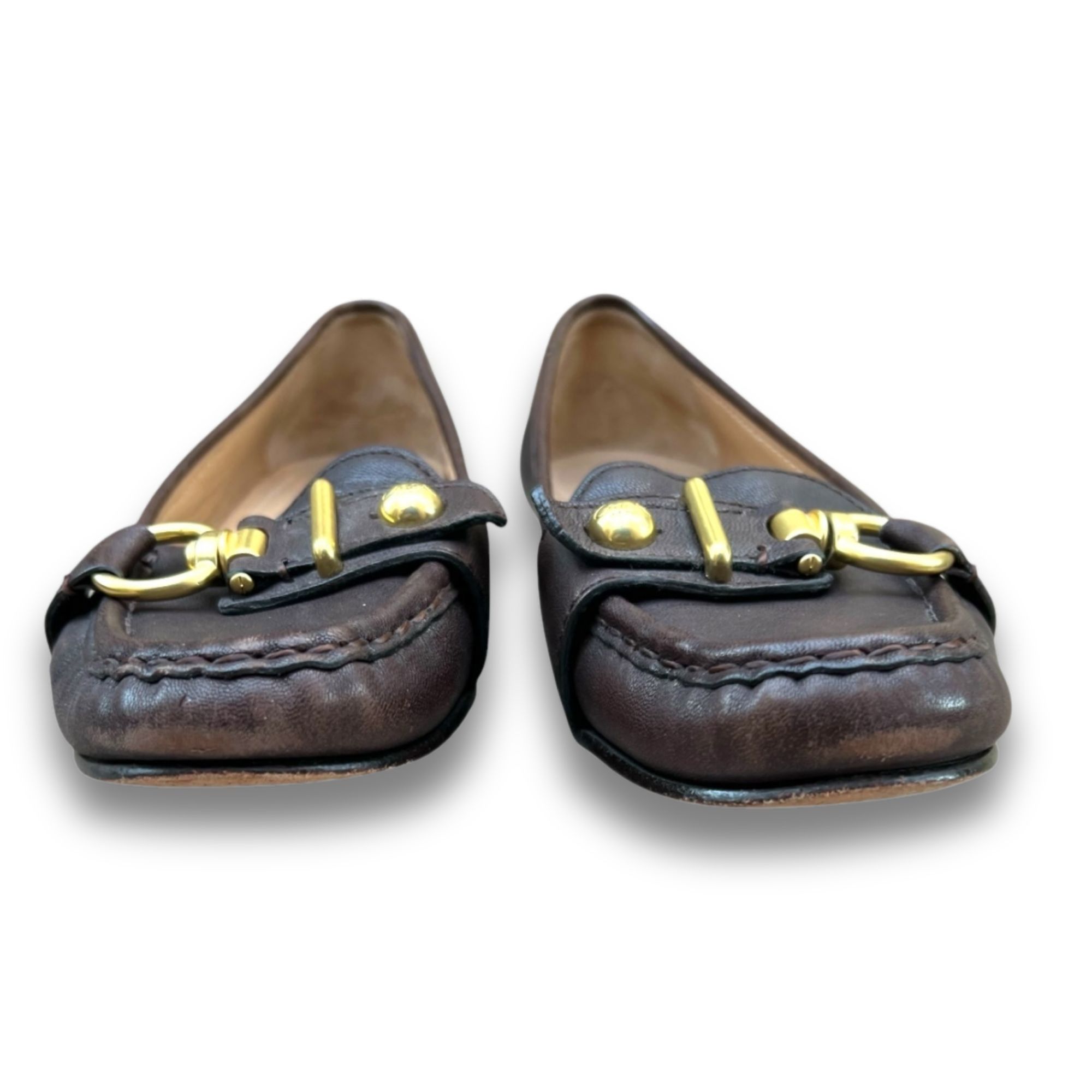 Coach Coach Brown Leather Ballet Flats W/ Gold Hardware & Buckle A Size US 7.5 / IT 37.5 - 2 Thumbnail
