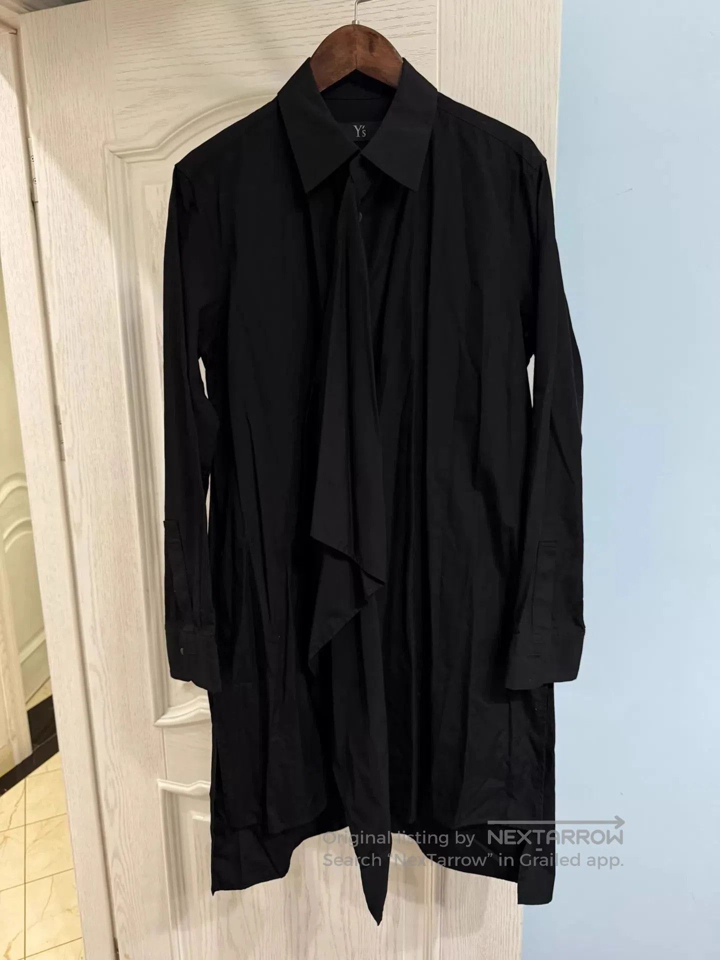 Y's Black Long-Sleeve Shirt with Asymmetric Hem. Size US S / EU 44-46 / 1 - 1 Thumbnail