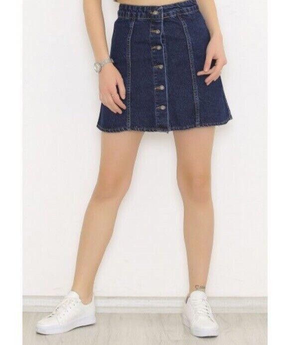 H&M HM DIVIDED womens denim full button front skirt size 4 EUC Size 27" / US 4 / IT 40 - 1 Thumbnail