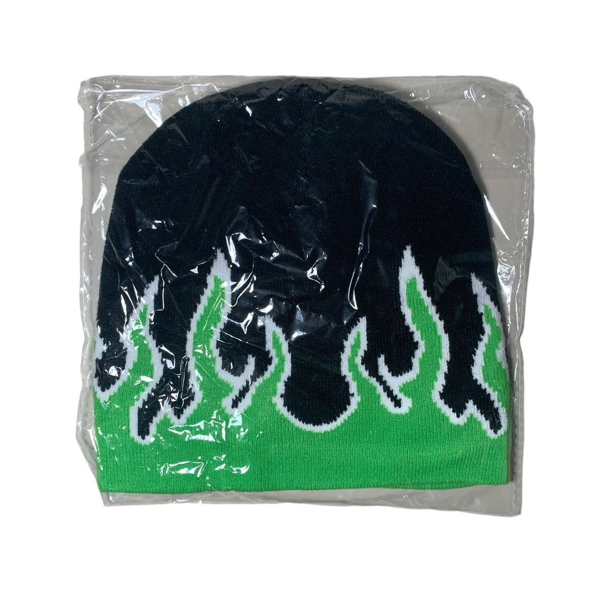 Other Green Flame Knitted Streetwear Beanie Size ONE SIZE - 2 Thumbnail