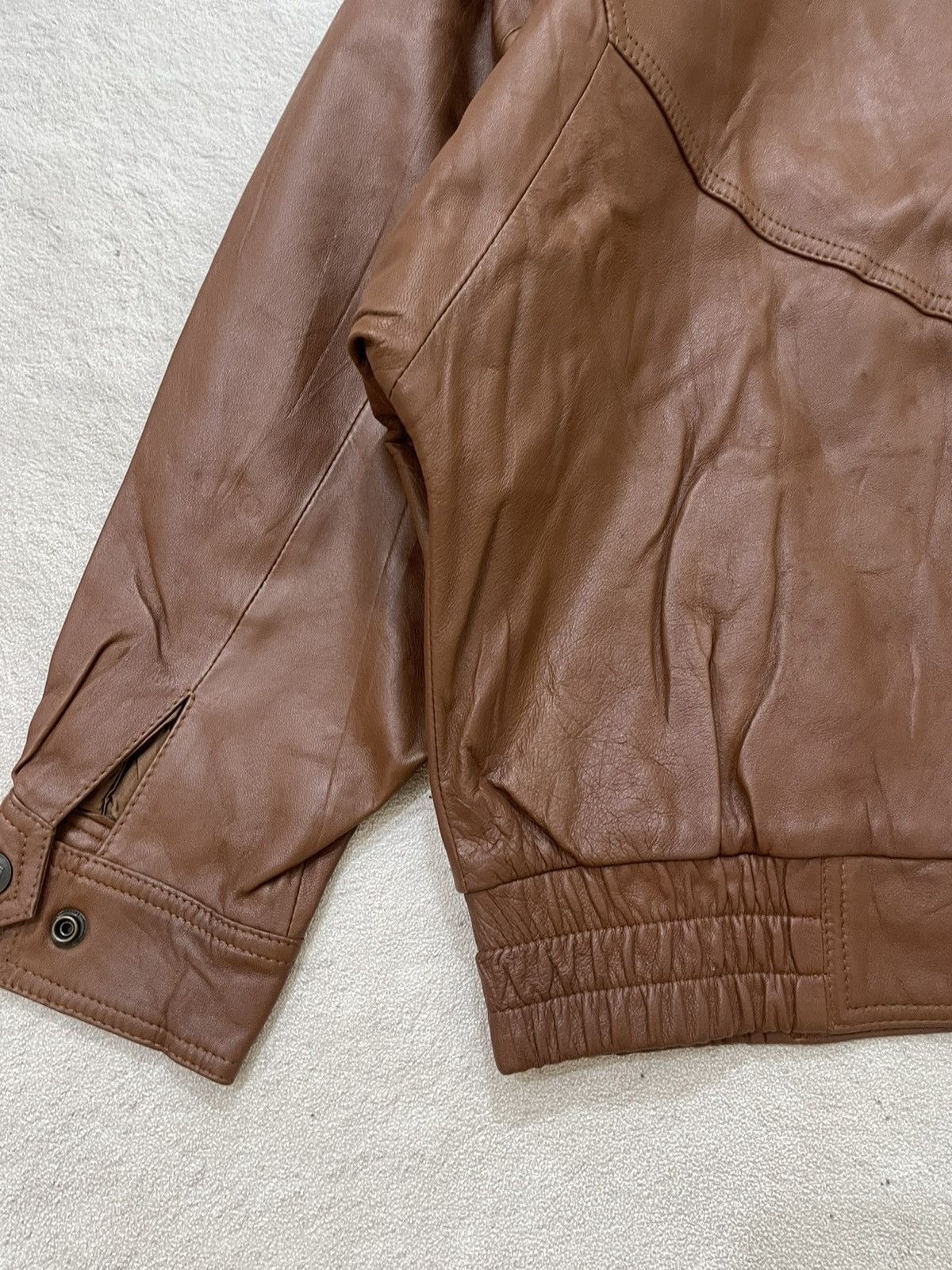 14th Addiction 90s Brown Leather Bomber Jacket Fur Collar Boxy Fit LGB Y2K Size US XL / EU 56 / 4 - 10 Thumbnail
