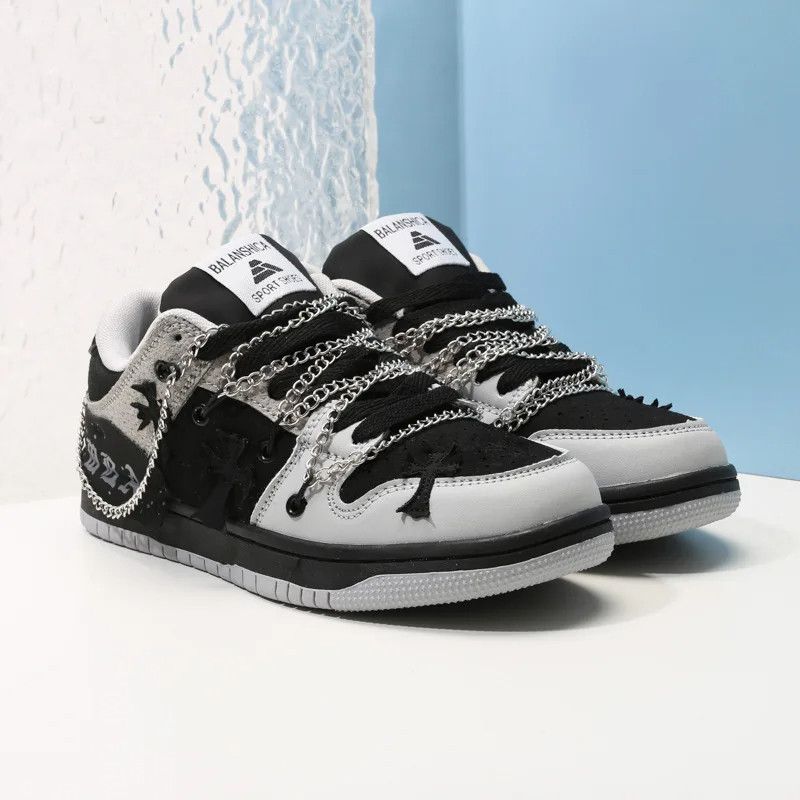 Metal Chains Cross Skateboard Sneakers