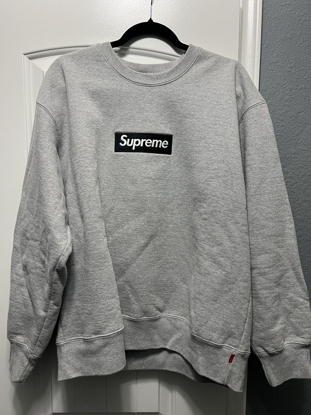 image of Supreme Box Logo Crewneck Heather Gray Fw22 in Grey, Men's (Size Large)