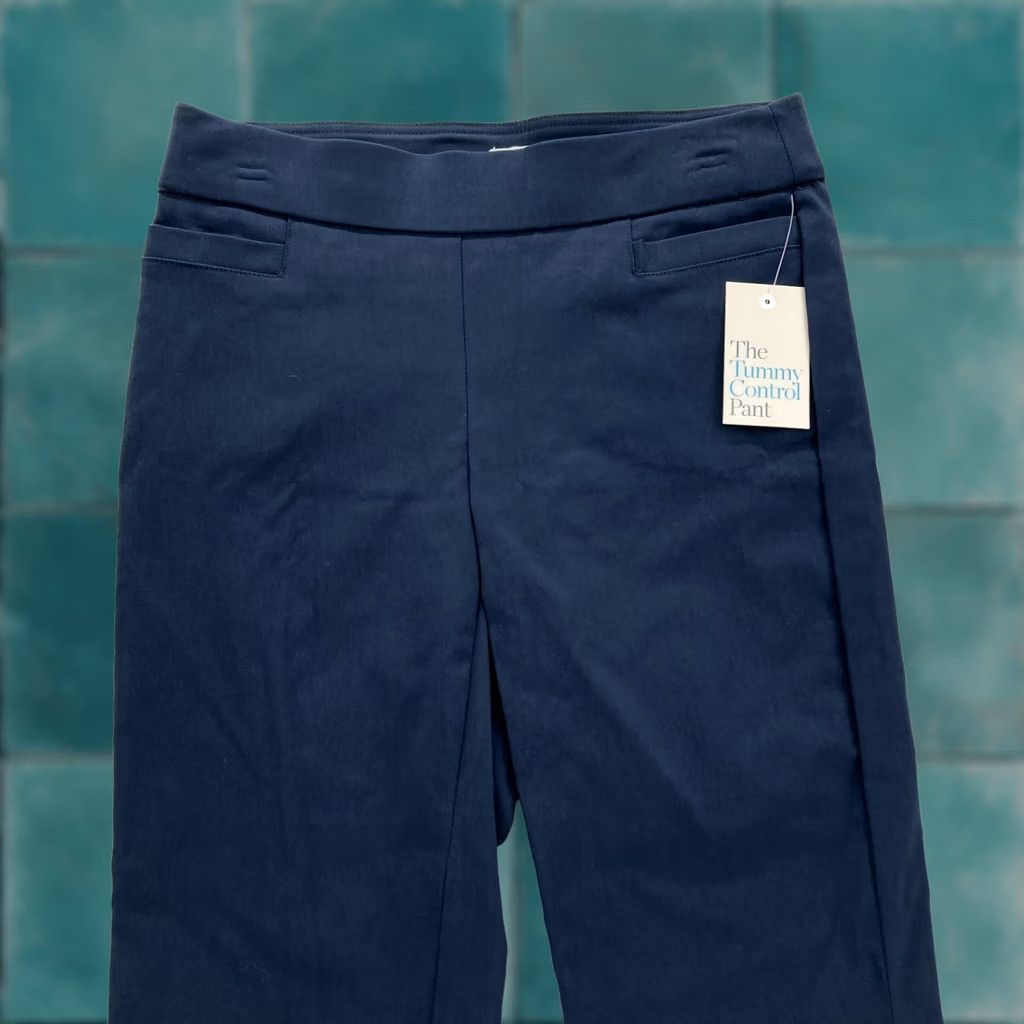 Croft & Barrow Croft & Barrow Tummy Control Pants Women's 4 Navy Blue Stretch Pull On Straight Size 27" / US 4 / IT 40 - 1 Thumbnail