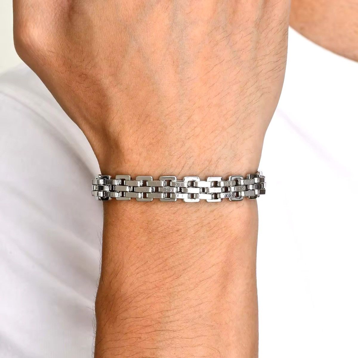 Jewelry Handmade Link Chain Stainless Steel Punk Bracelets Size ONE SIZE - 2 Thumbnail