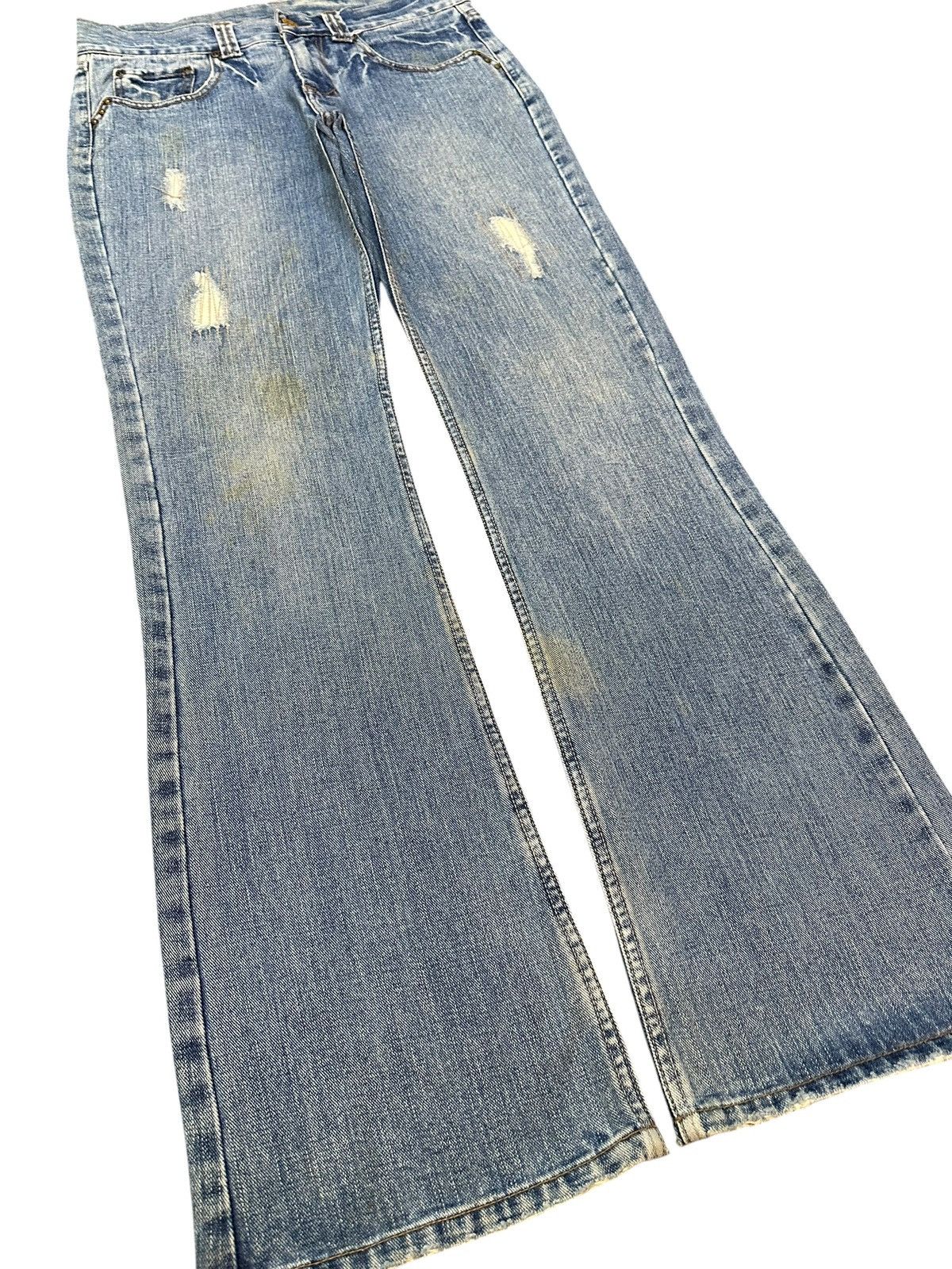 POST ARCHIVE FACTION (PAF) Vintage Nylaus Jeans Flare Faded Grunge Distressed Denim Size US 31 - 3 Thumbnail