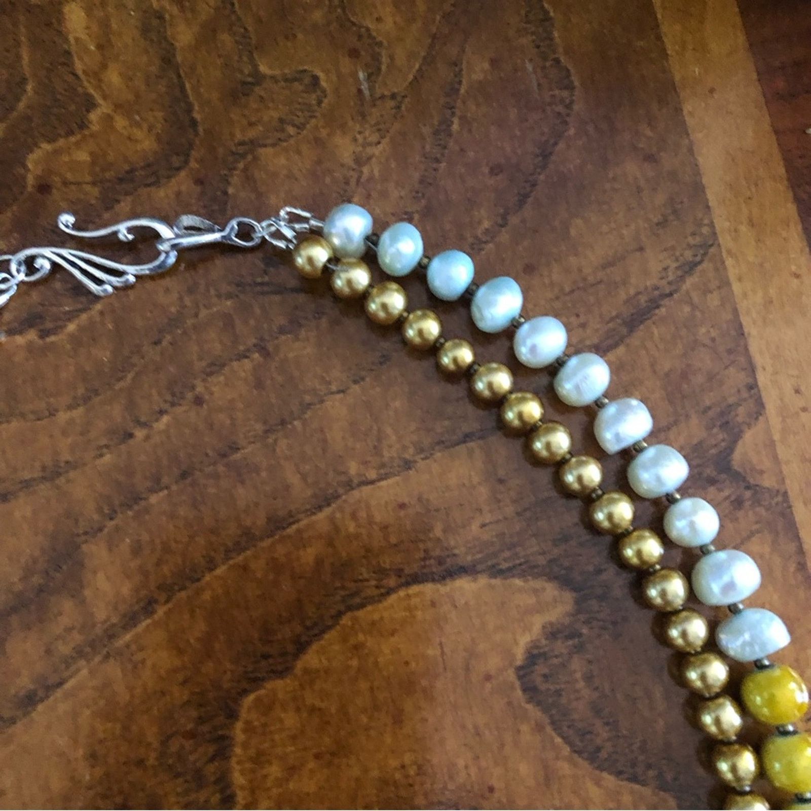 Handmade Handcrafted repurpose double strand mixed bead Pearl necklac Size ONE SIZE - 10 Thumbnail