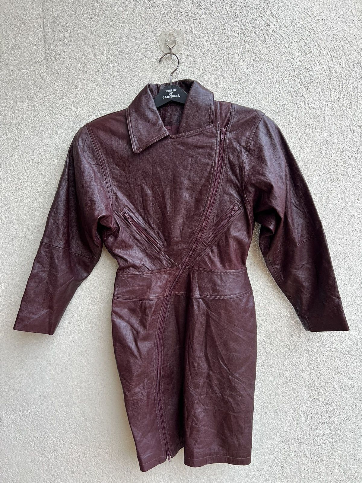 Vintage Vintage Unknown Fade Patina Leather Zipper Biker Dress Size XS / US 0-2 / IT 36-38 - 23 Thumbnail