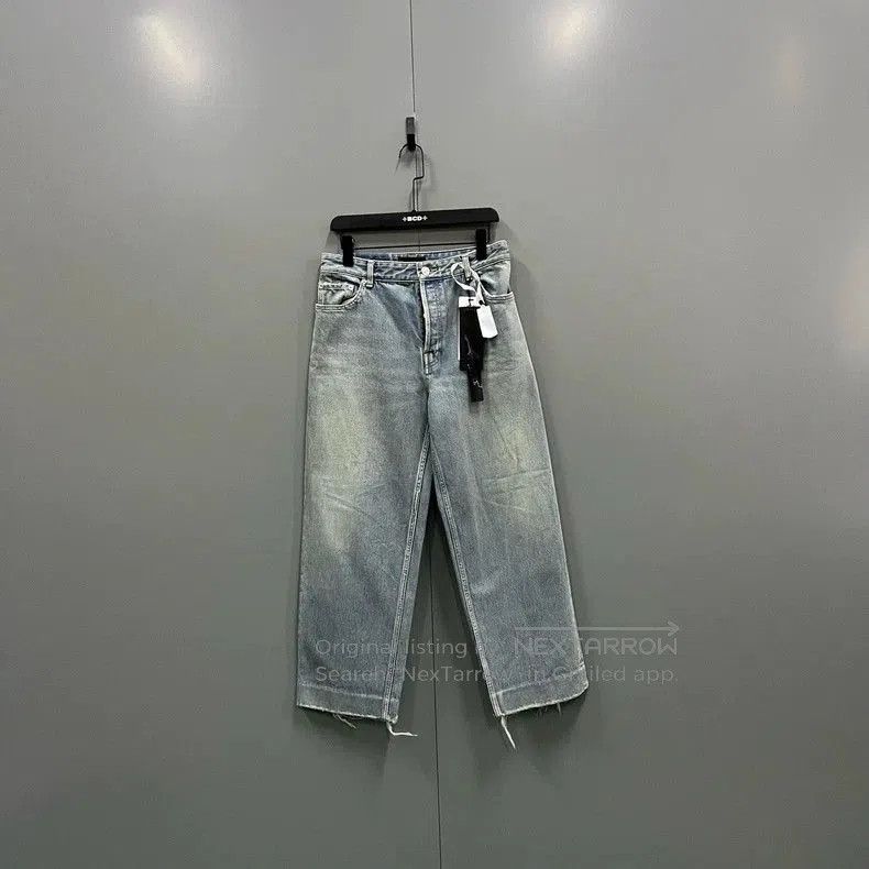 Balenciaga Balenciaga Light Blue Washed Denim Wide-Leg Pants. Size US 27 - 1 Thumbnail