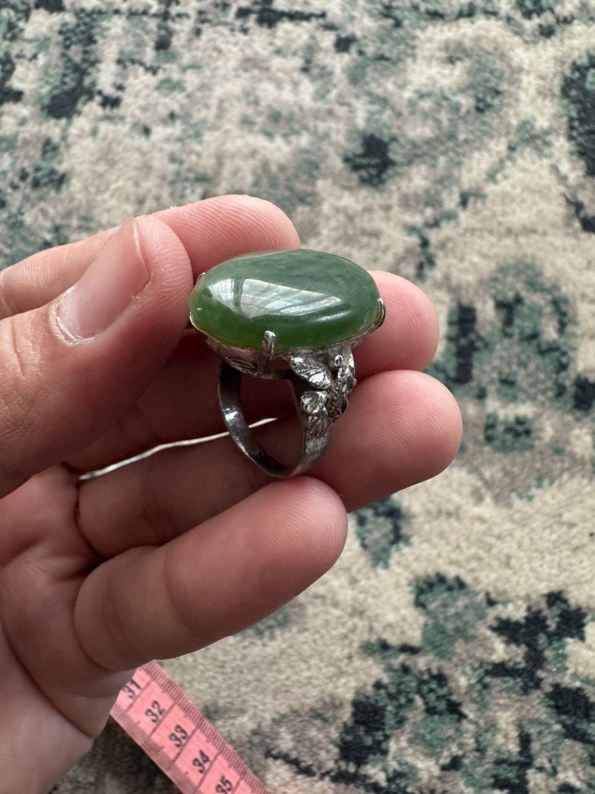 Jewelry GREEN JADE GEMSTONE RING Size ONE SIZE - 8 Thumbnail