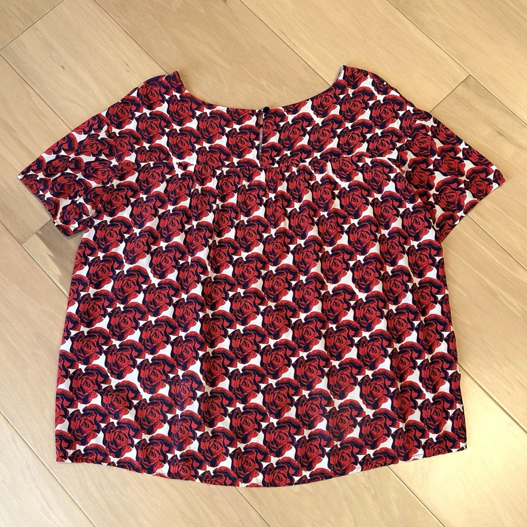 Vintage Peter Som x RTR Floral Pop Art Blouse Short Sleeve Womens Medium Red Size M / US 6-8 / IT 42-44 - 4 Thumbnail