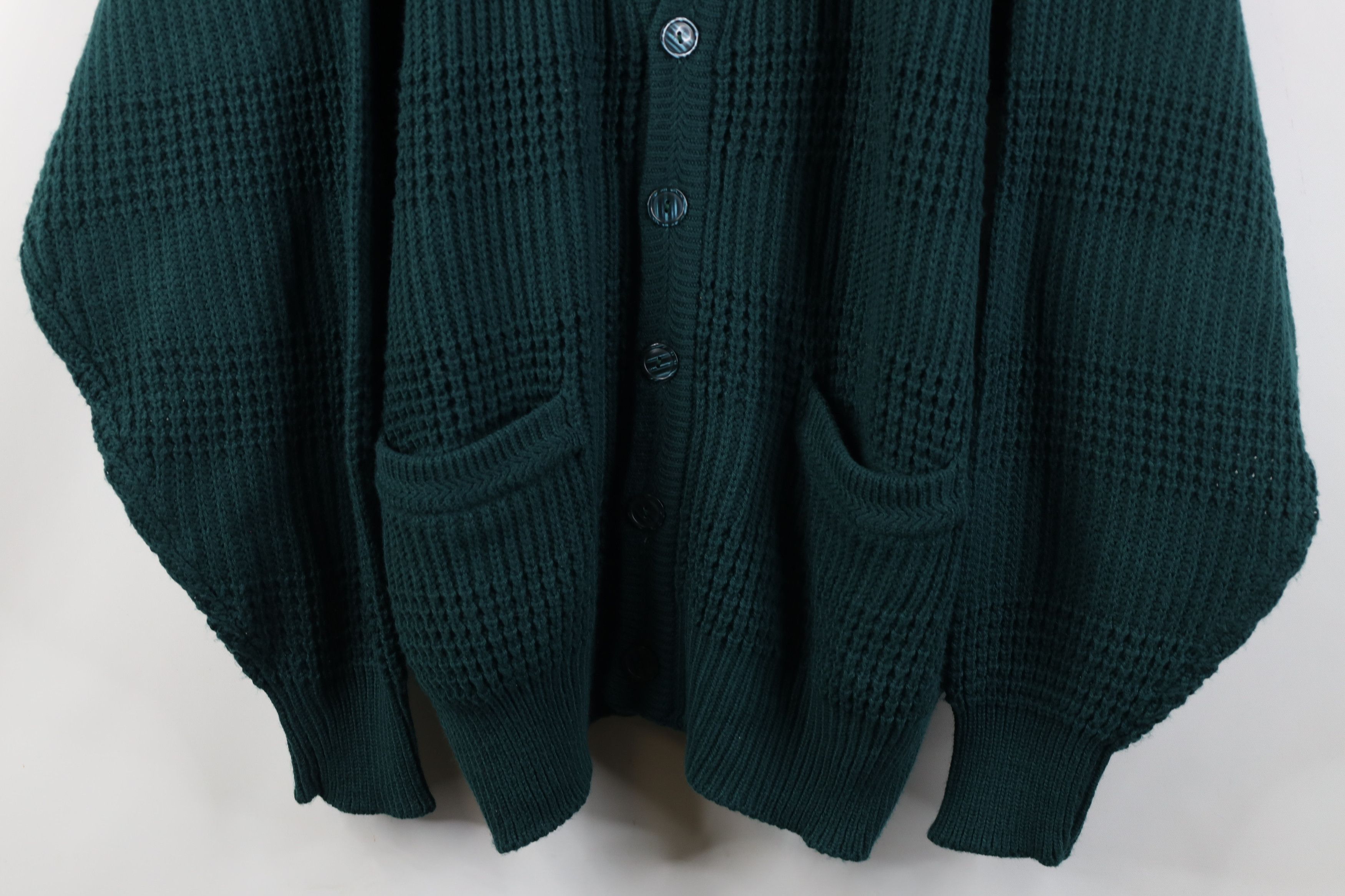 Vintage Vintage 90s Streetwear Ribbed Knit Cardigan Sweater Green Size US XL / EU 56 / 4 - 3 Thumbnail