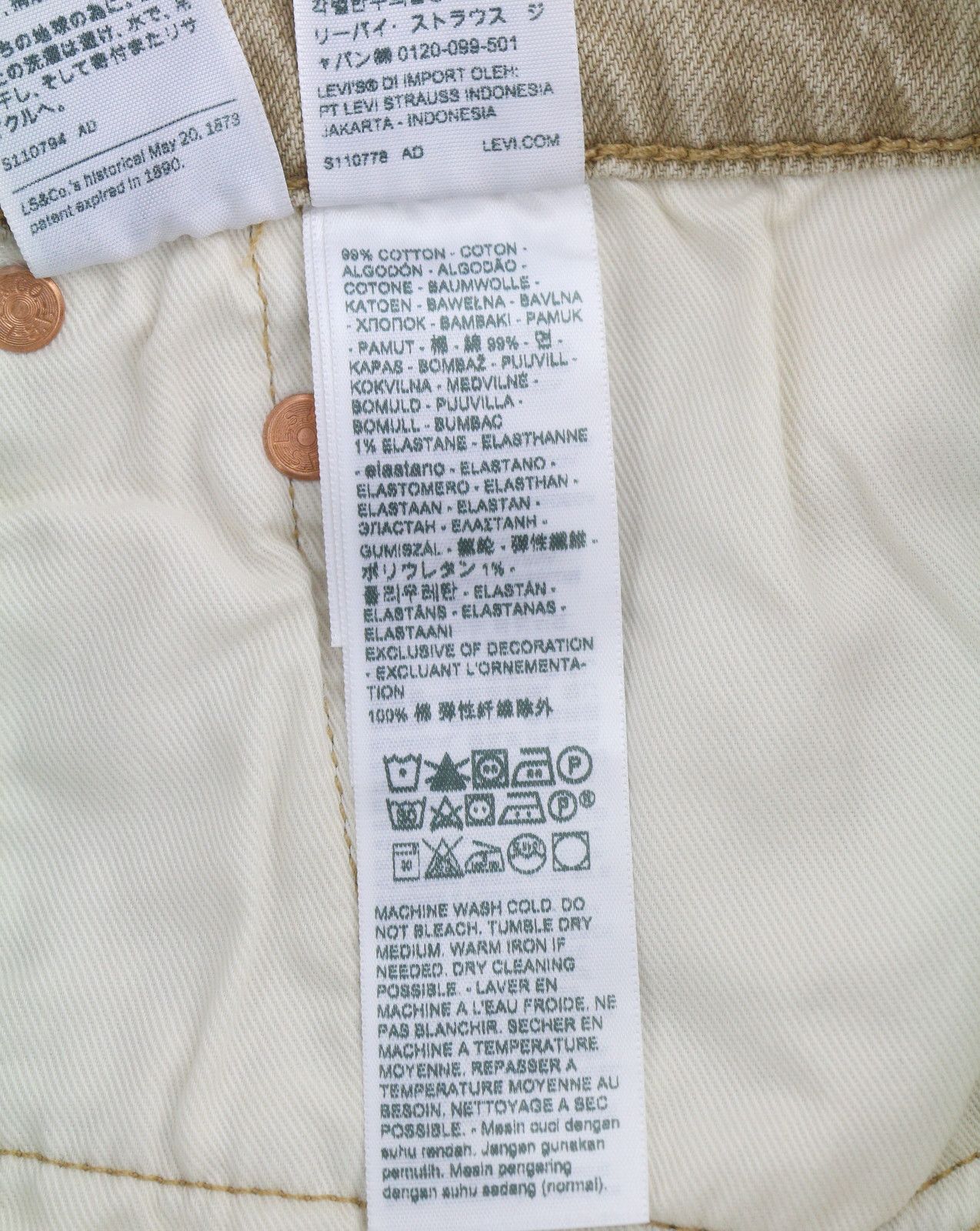 Levi's 502 W34/L34 Beige Big E Taper Zip Jeans 87079 Size US 34 / EU 50 - 8 Thumbnail