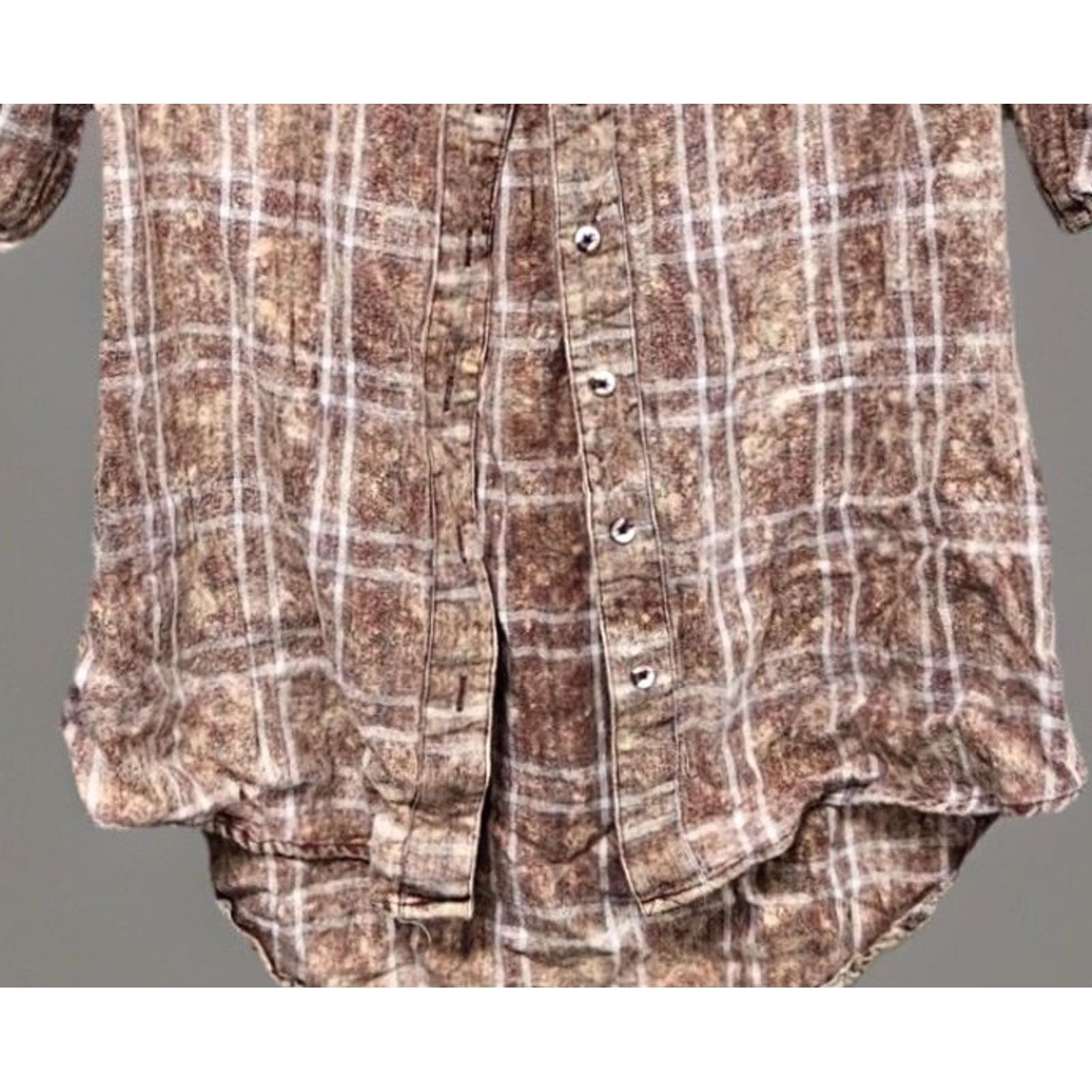Vintage VINTAGE? CowGirl Women's Western Plaid Acid Wash Flannel Shirt Tunic M Pink Crazy Train Shirt Women Medium Pink Plaid Western Boho Tunic Button-Up Size M / US 6-8 / IT 42-44 - 3 Thumbnail
