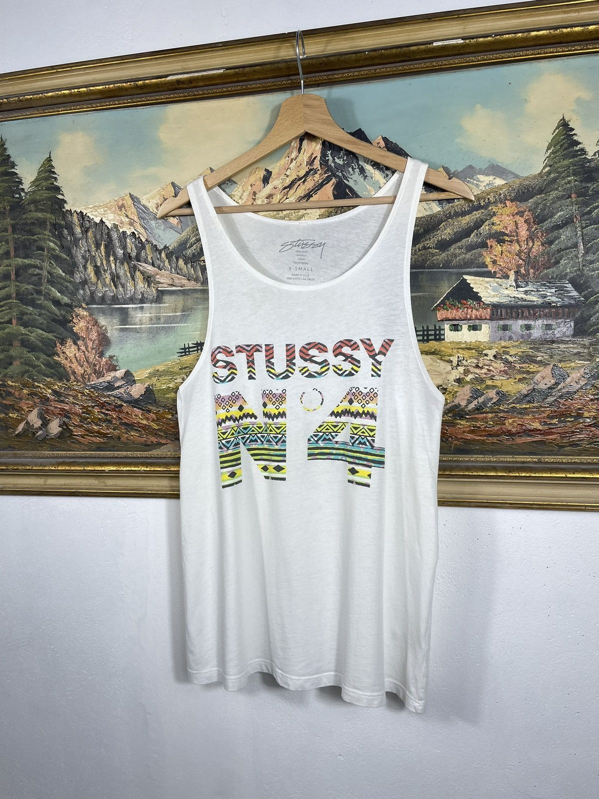 Stussy × Vintage White Retro Y2k 00s Sleeveless Vest Stussy Size XS / US 0-2 / IT 36-38 - 2 Thumbnail