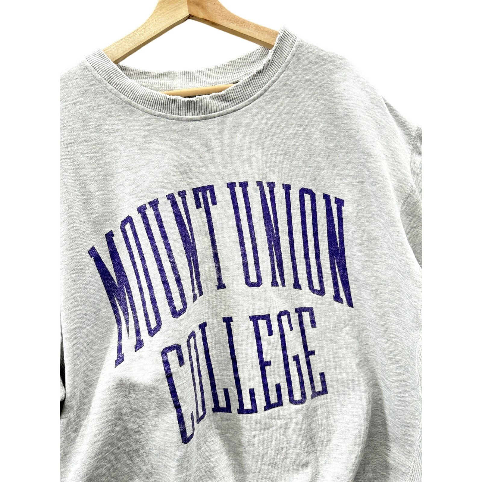 Vintage 1990's Mount Union College Distressed Reverse Weave Crewneck Size US XL / EU 56 / 4 - 4 Thumbnail
