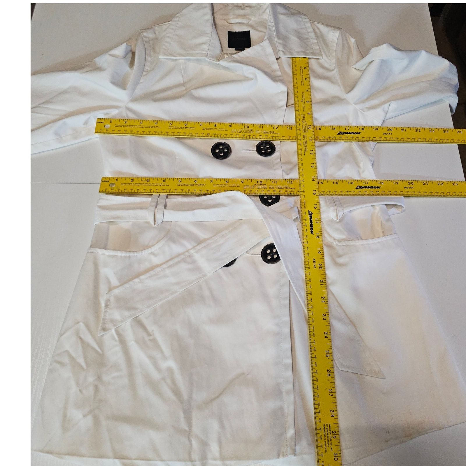 Express NEW Express Ivory White Midi Trench Coat jacket M 3608 Size M / US 6-8 / IT 42-44 - 8 Thumbnail