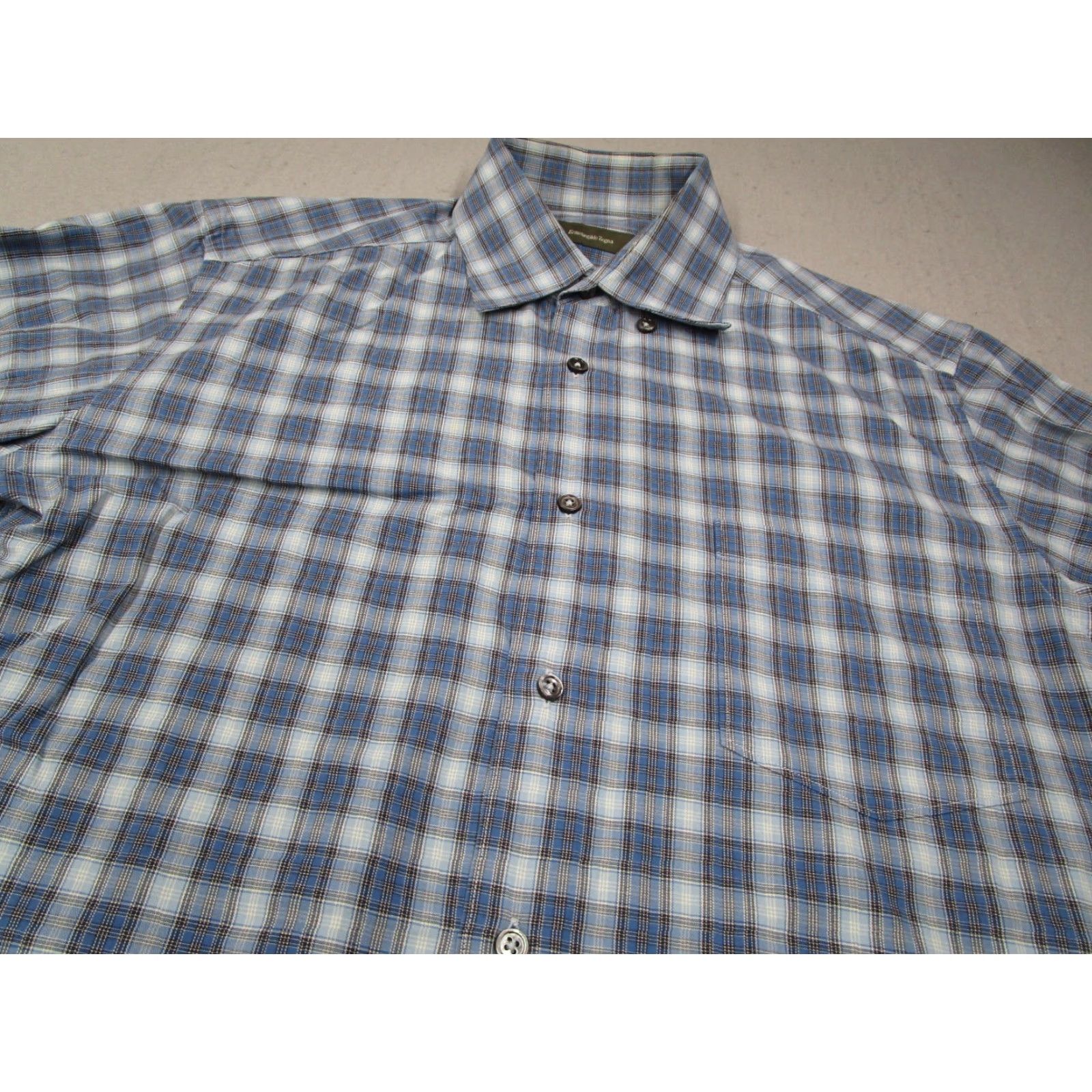 Ermenegildo Zegna Ermenegildo Zegna Shirt Mens Large Blue Long Sleeve Button Up Casual Work Travel Size US L / EU 52-54 / 3 - 2 Thumbnail