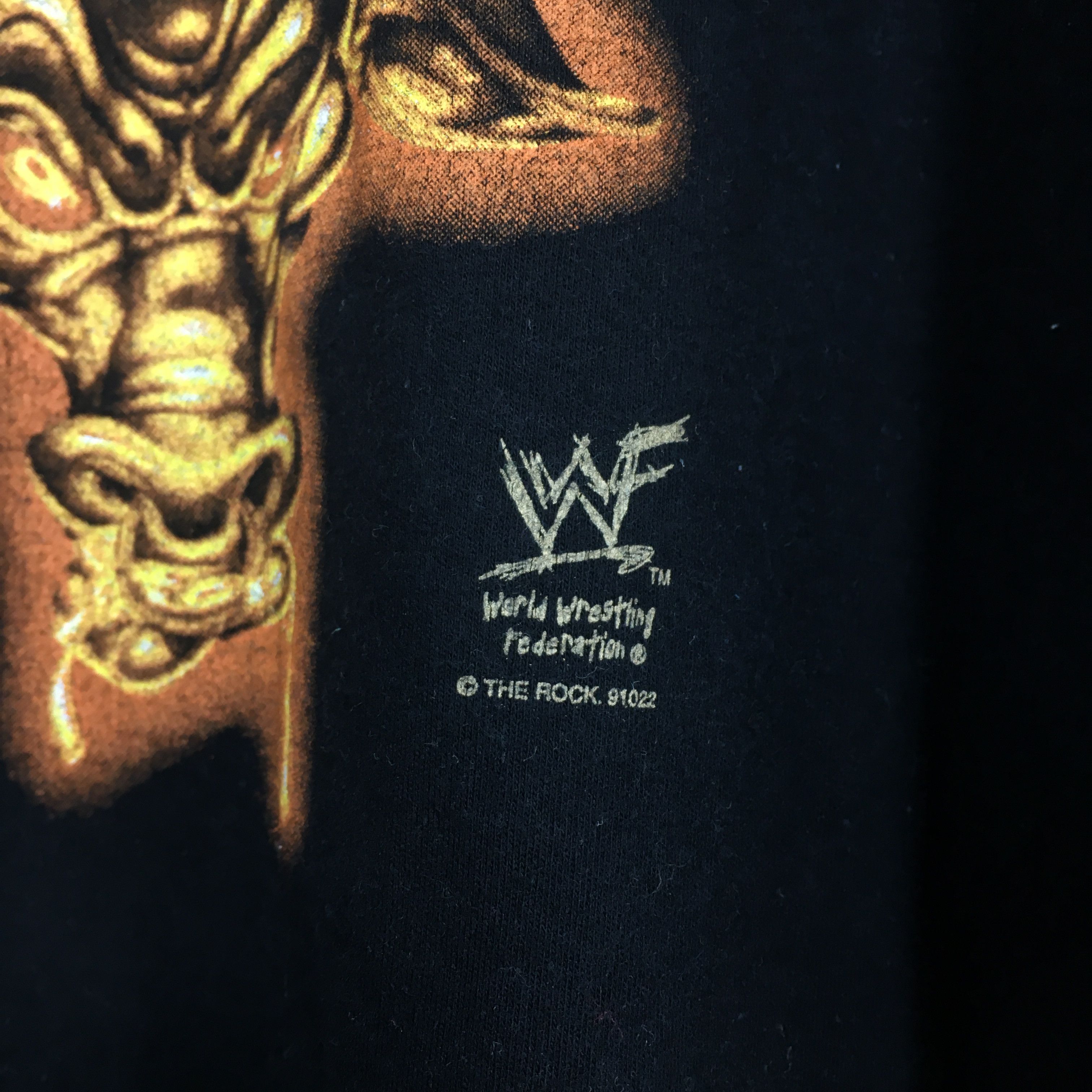 Vintage × WWE × WWF Vintage 90's WWE The Rock Dwayne Black T Shirt Medium Size US M / EU 48-50 / 2 - 7 Thumbnail