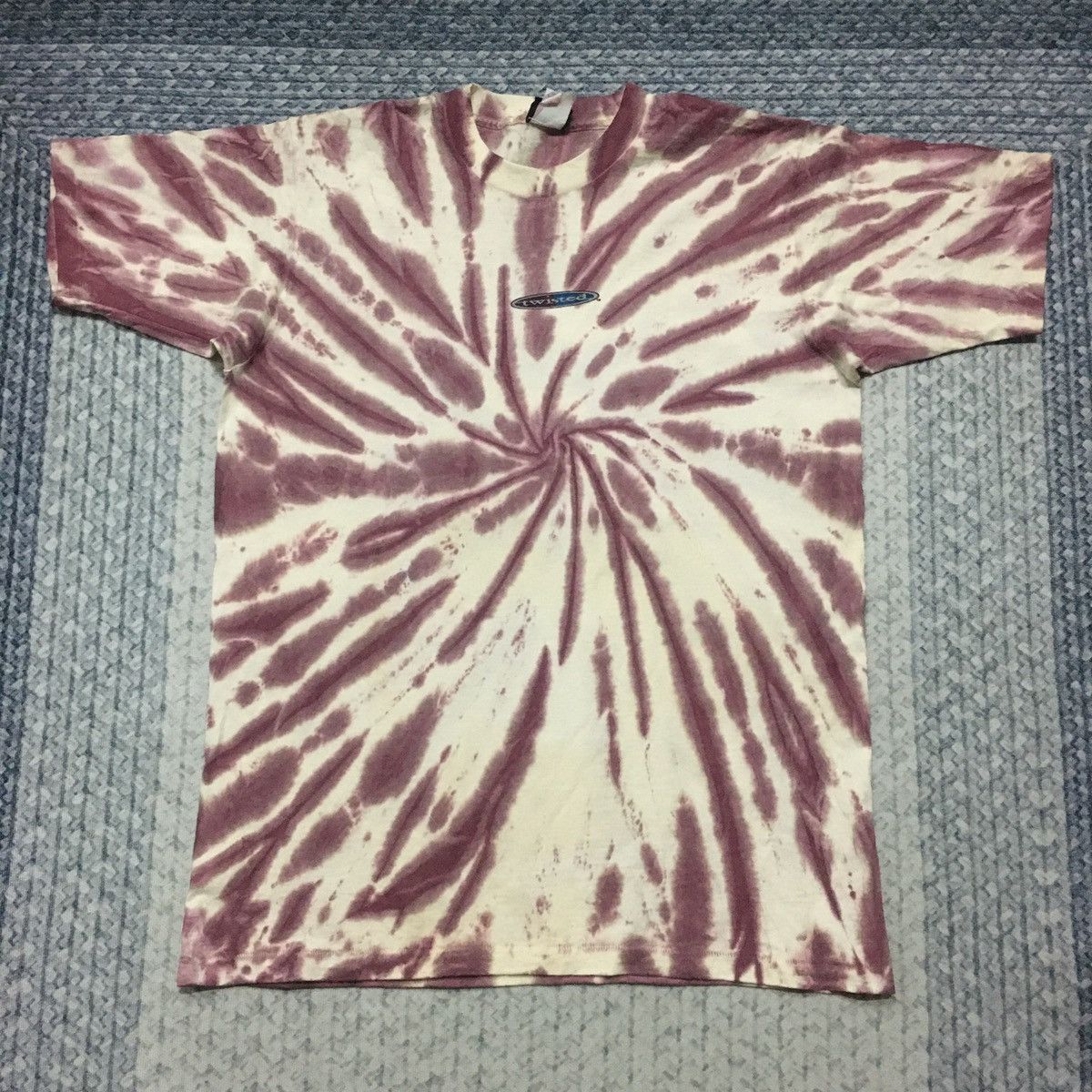 image of Jnco x Skategang Distressed Vintage Twisted Psychedelic Tie Dye Tees in Pink Tie Dye (Size XL)