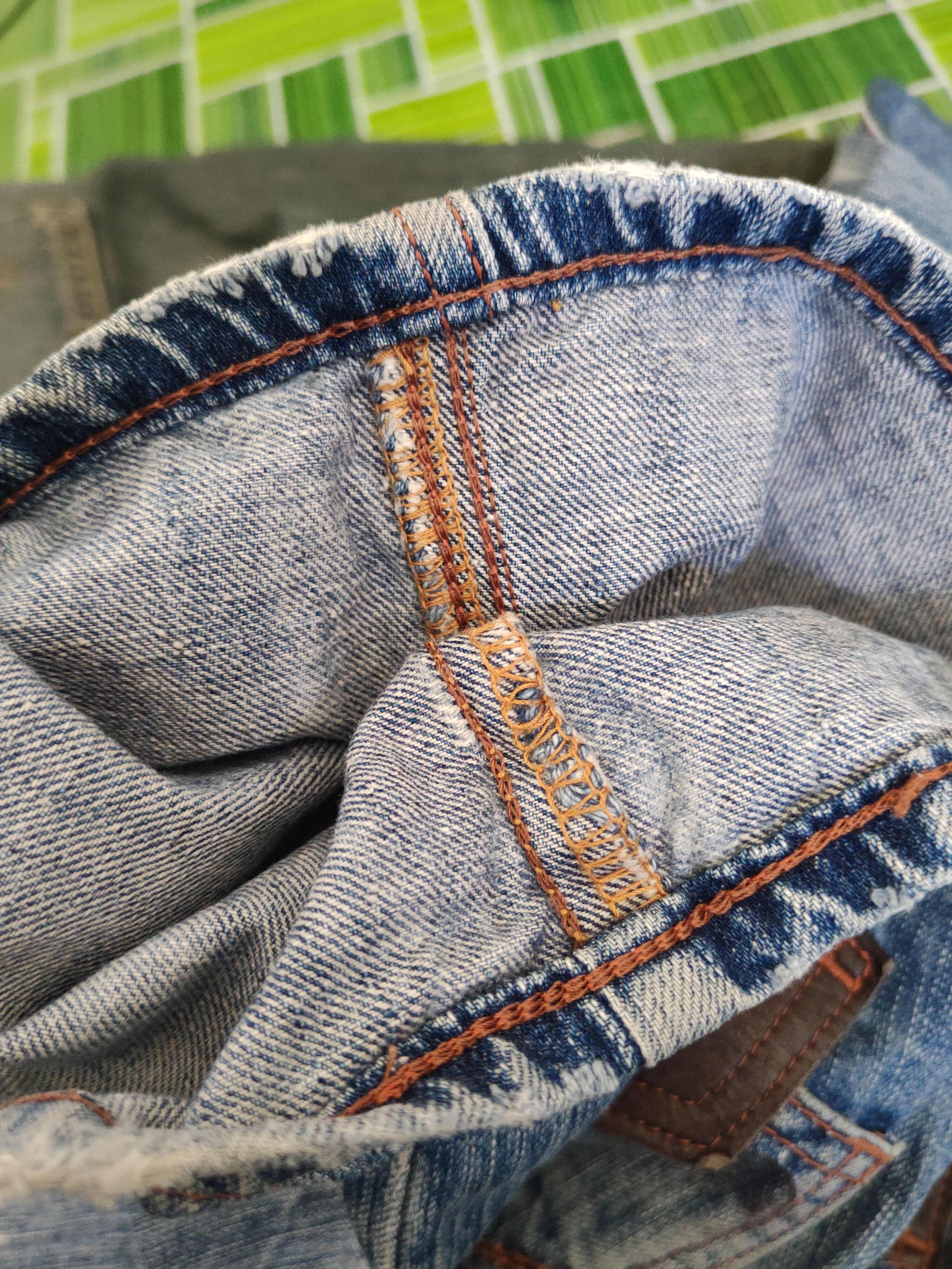 Edwin Edwin 503 Blue Distressed Ripped denim Jeans #W1876 Size US 35 - 13 Thumbnail