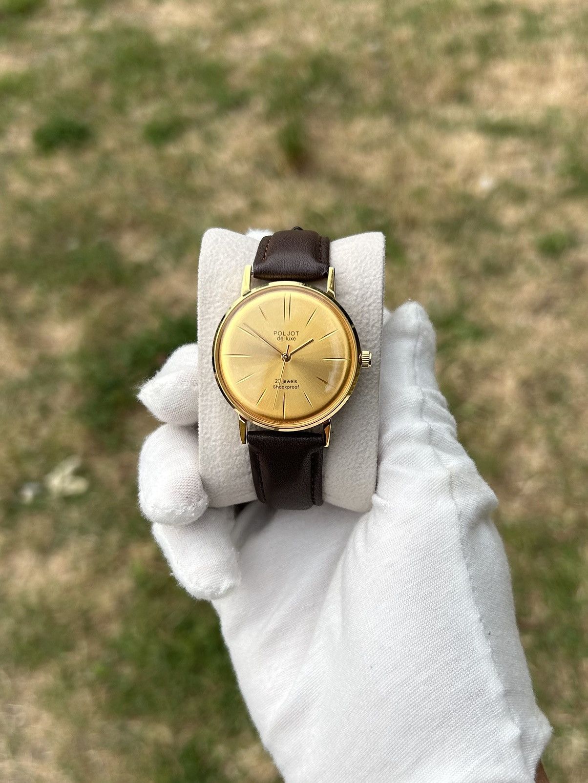 Vintage Vintage Watch Poljot De Luxe Gold USSR Mechanical 1980s Size ONE SIZE - 2 Thumbnail
