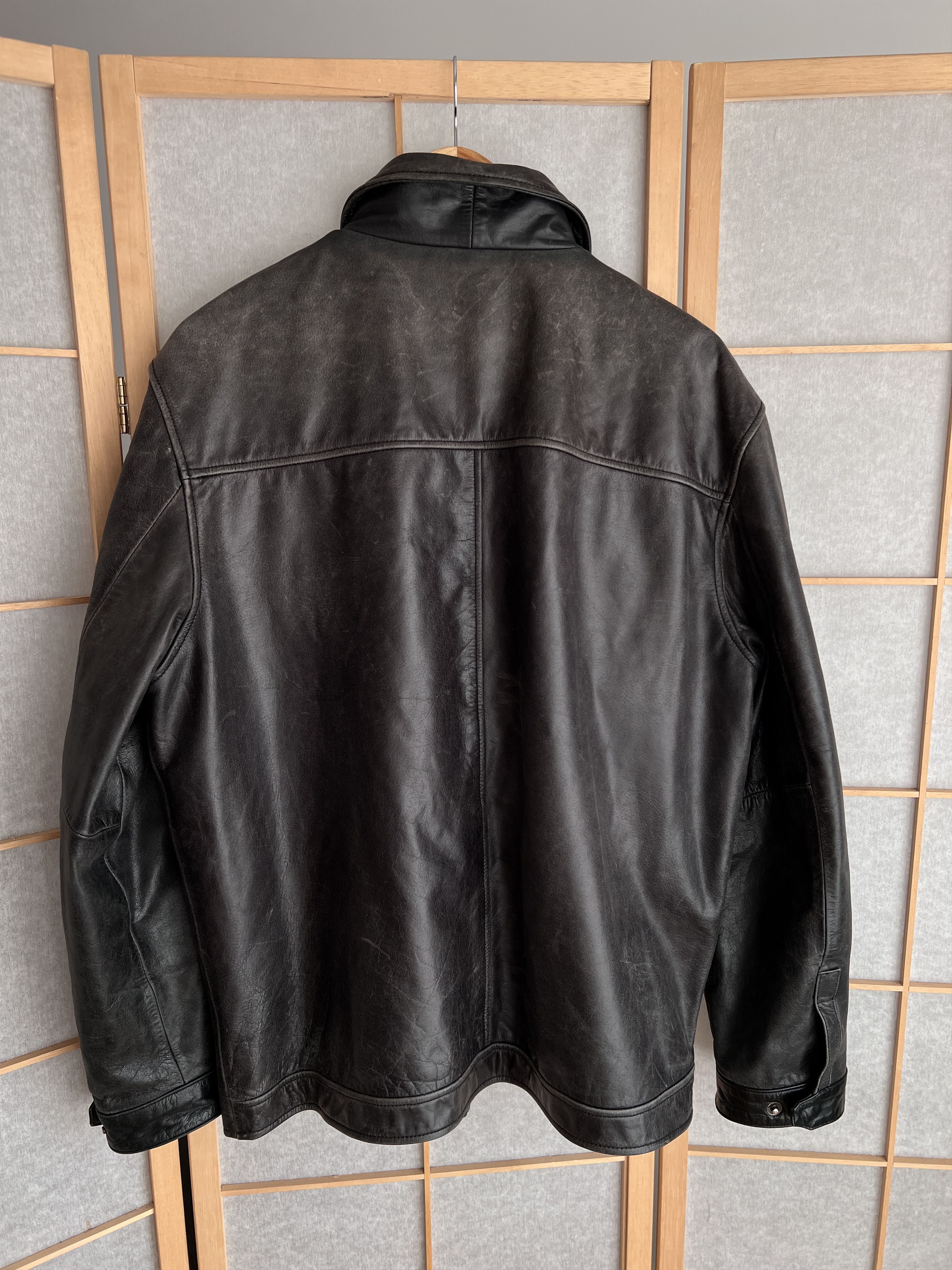 If Six Was Nine Vintage 90s Faded Leather coat hard jacket baggy y2k opium Size US L / EU 52-54 / 3 - 25 Thumbnail