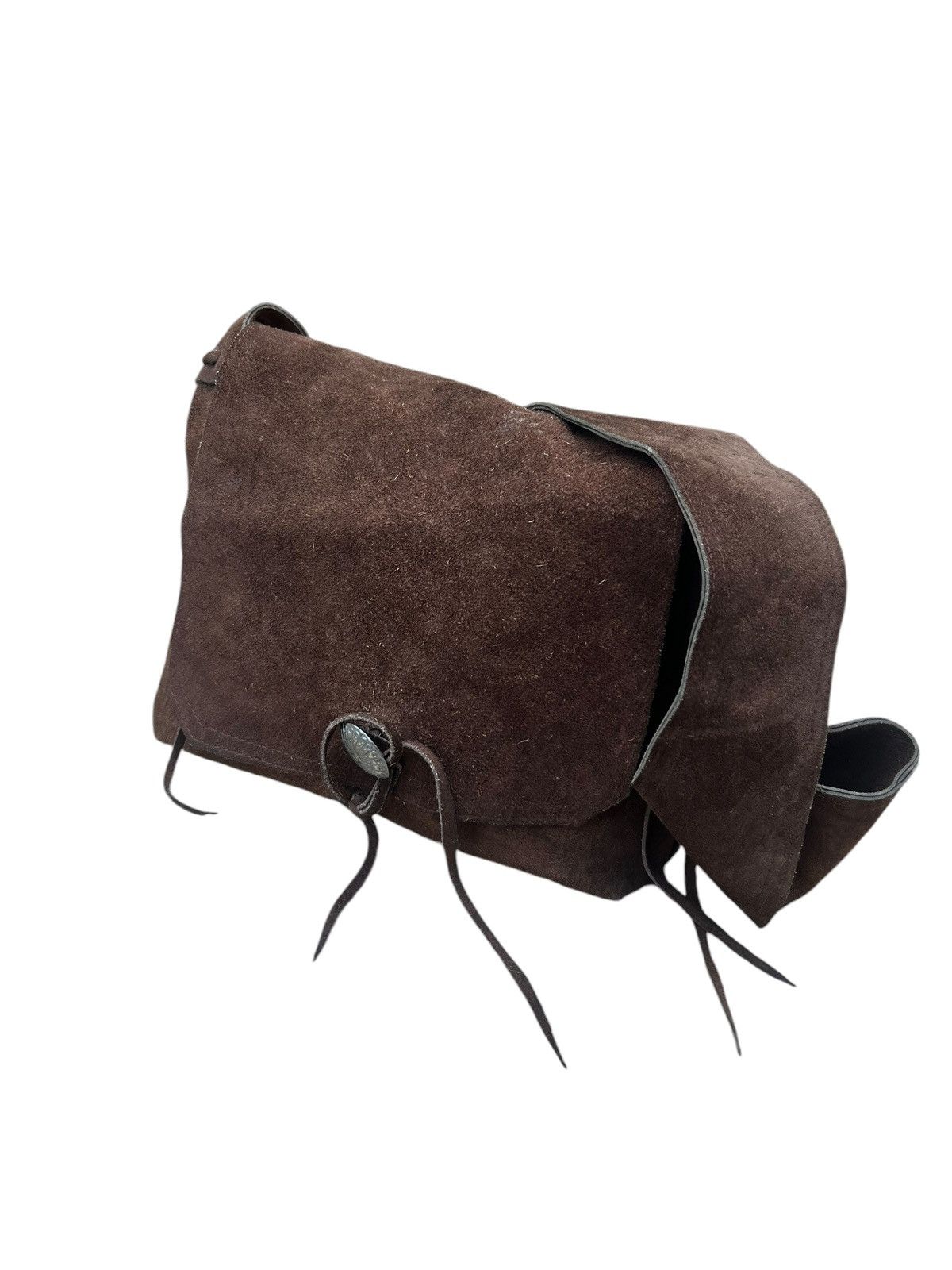 Japanese Brand Vintage Unknown Japan Brand Brown Suede Leather Bag Size ONE SIZE - 8 Thumbnail