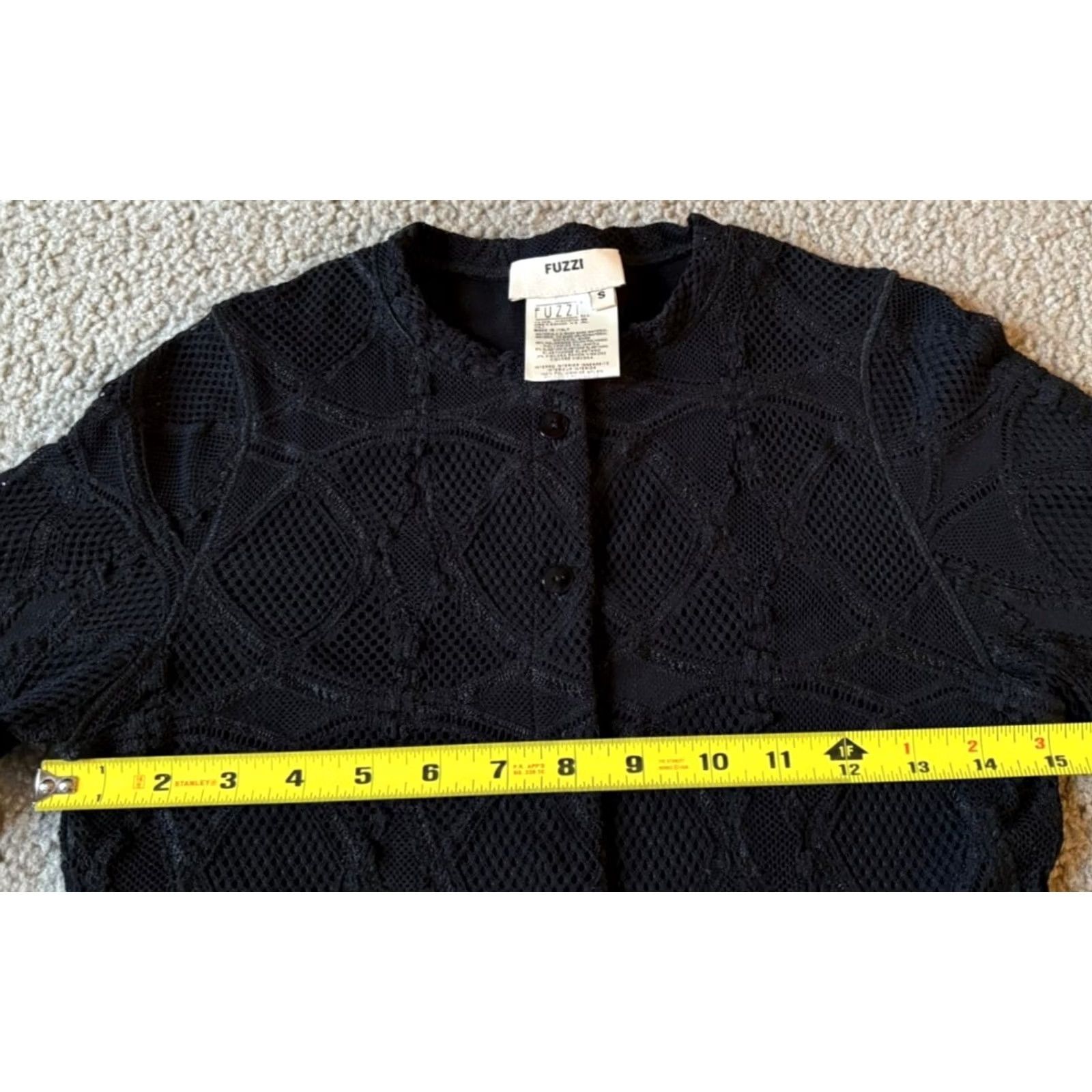 FUZZI VINTAGE Fuzzi Women's Top Shirt Black Lacy Button Front Round Neck Long Sleeve Size S Italy Size S / US 4 / IT 40 - 3 Thumbnail