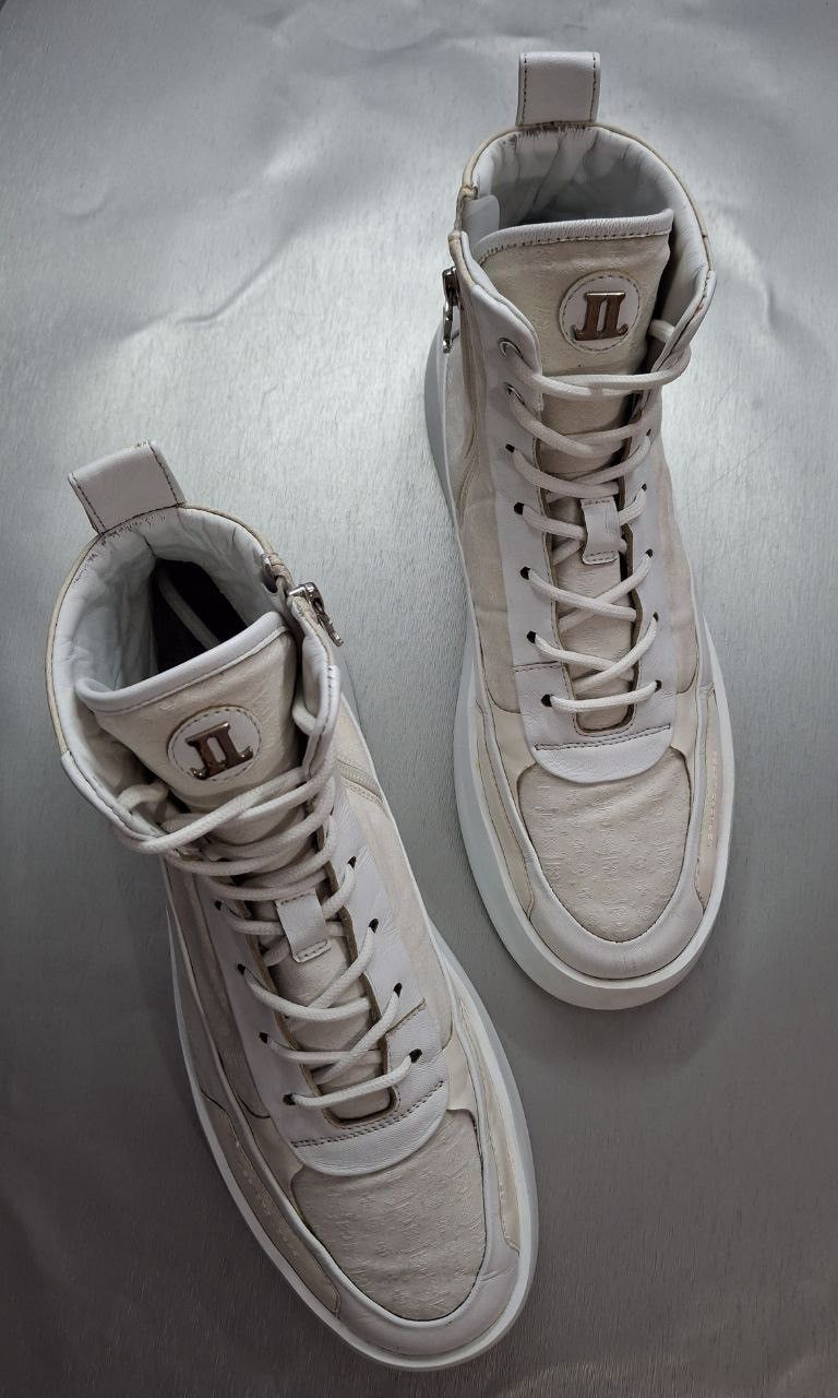 Handmade Leandro Lopes Mid Top Handmade Leather Sneakers Size US 11.5 / EU 44-45 - 2 Thumbnail