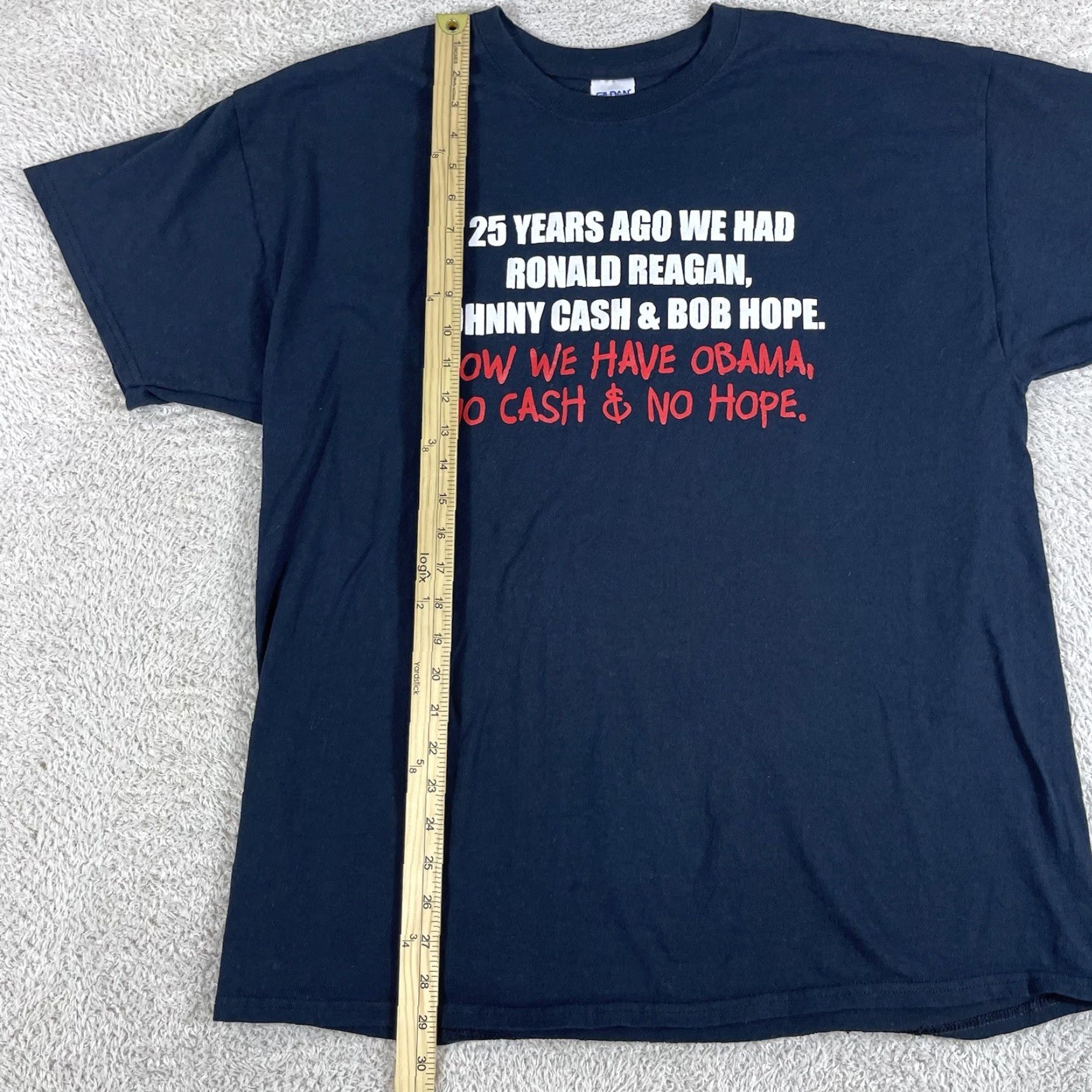 Gildan VINTAGE Anti Obama Political T-Shirt Mens XL Black Y2K Ronald Reagan Parody USA T-Shirt Mens XL Black USA Reagan Parody Y2K Vintage USA Size US XL / EU 56 / 4 - 7 Thumbnail