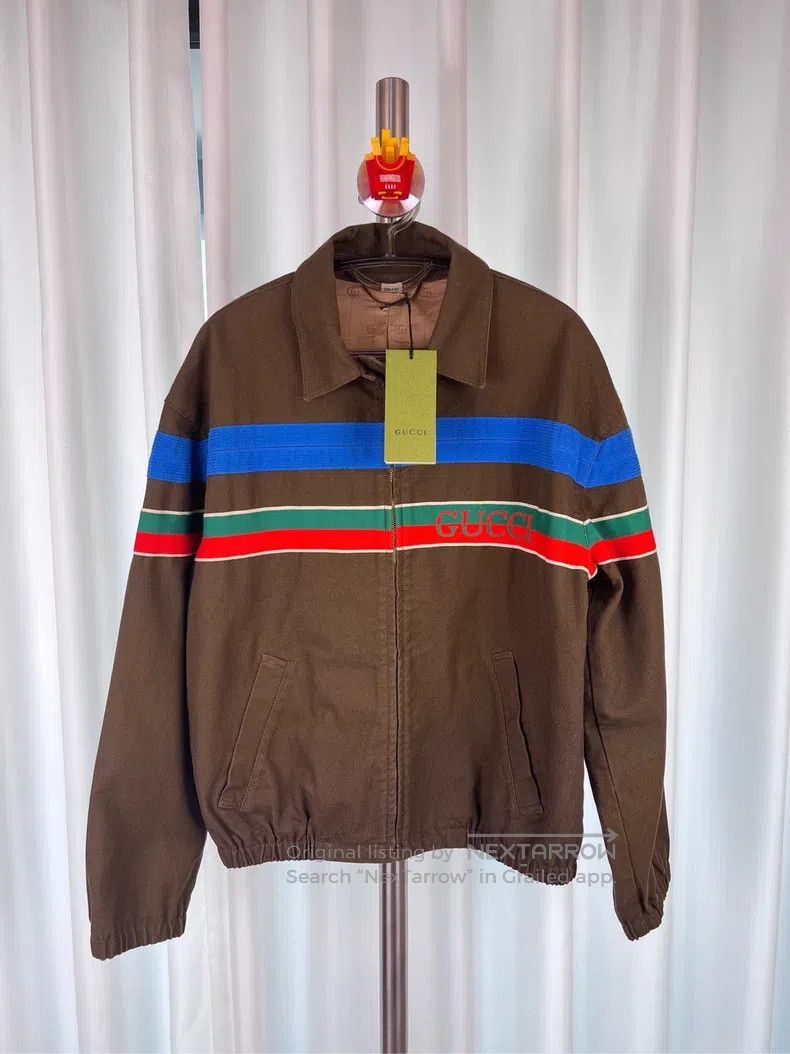 Gucci Gucci Brown colour stripe workwear jacket Size US S / EU 44-46 / 1 - 1 Thumbnail