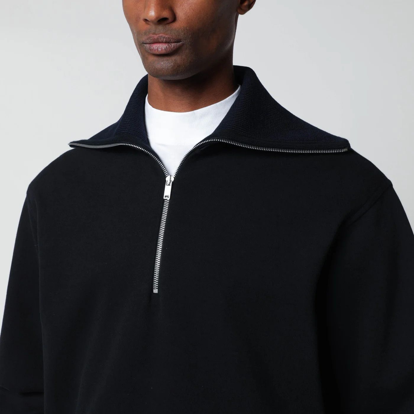 Jil Sander o1d2blof0526 Half-Zip Sweatshirt in Navy Blue Size US M / EU 48-50 / 2 - 4 Thumbnail